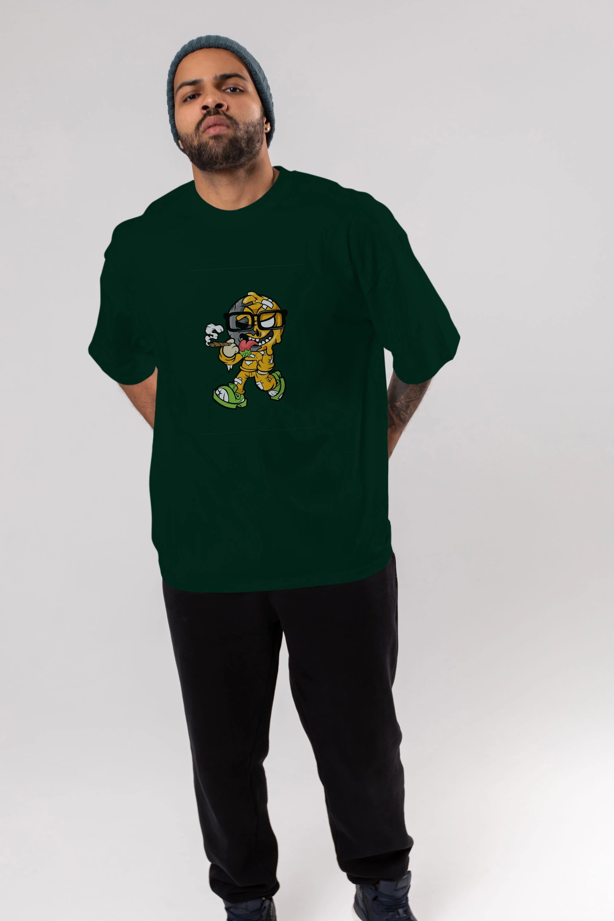 Eyeball Smoker Ön Baskılı Oversize t-shirt Erkek Kadın Unisex %100 Pamuk tişort