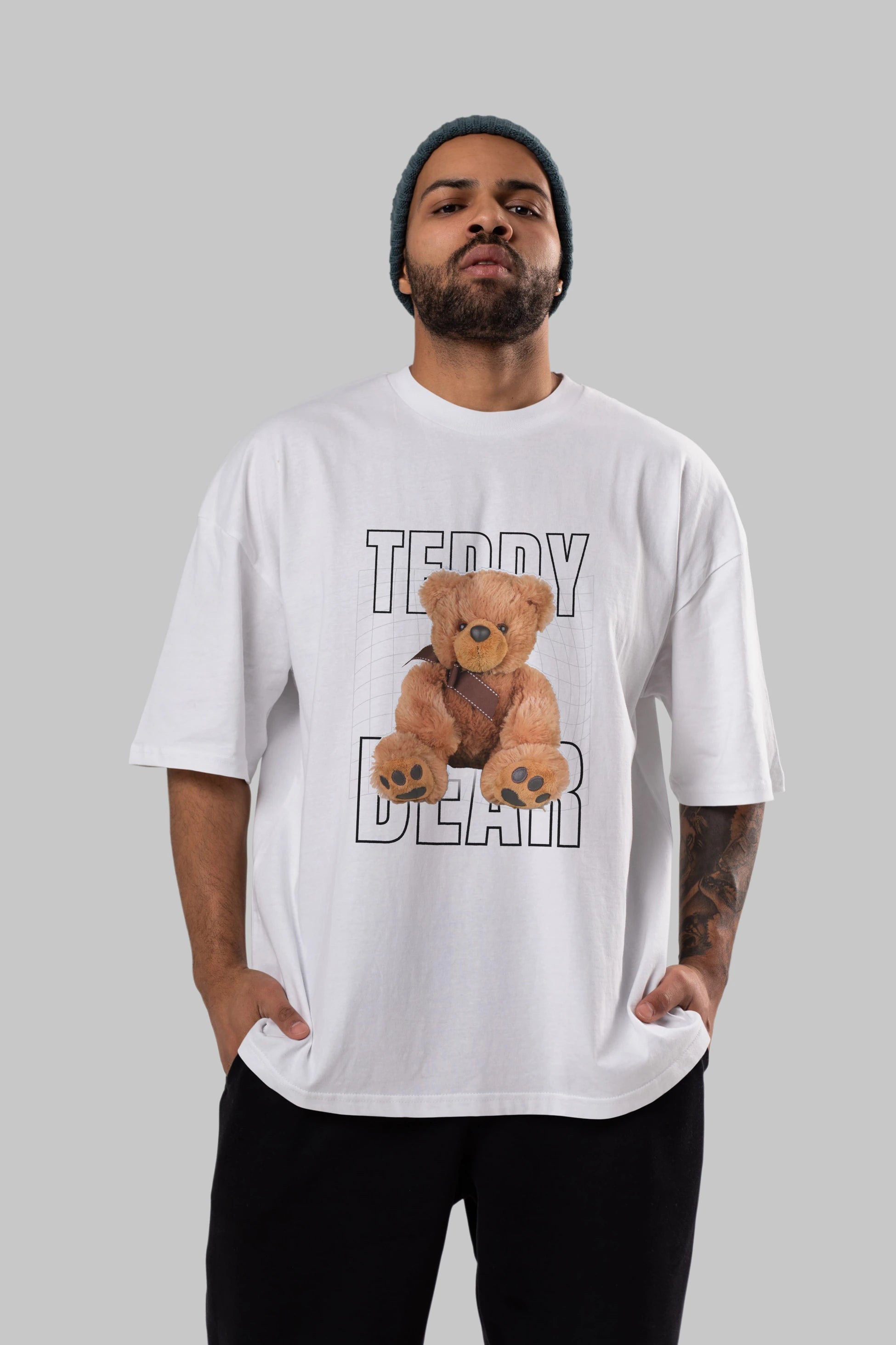 Teddy Bear Yazılı Ön Baskılı Oversize t-shirt Erkek Kadın Unisex