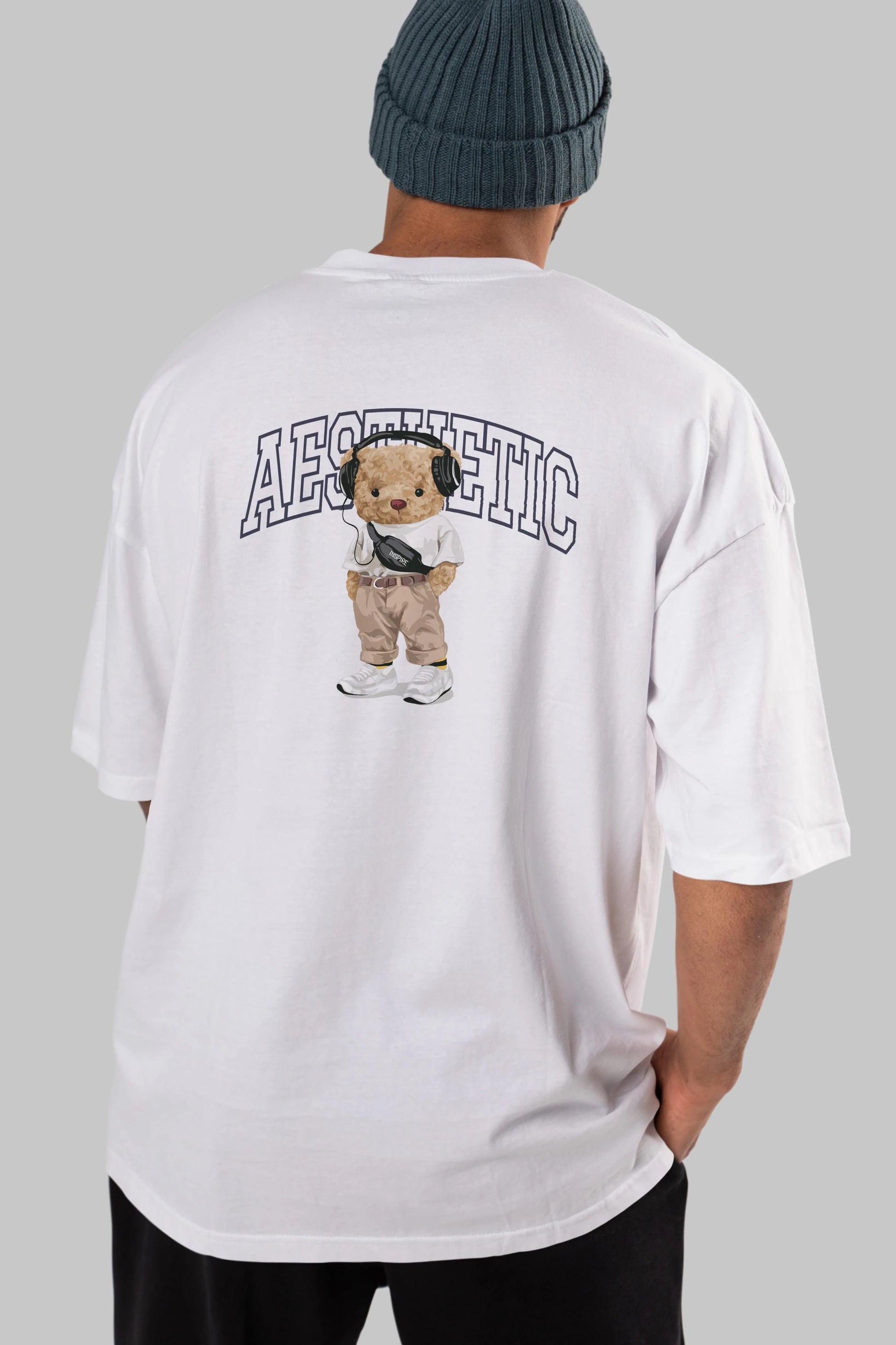 Teddy Bear Aesthetıc Arka Baskılı Oversize t-shirt Erkek Kadın Unisex %100 Pamuk