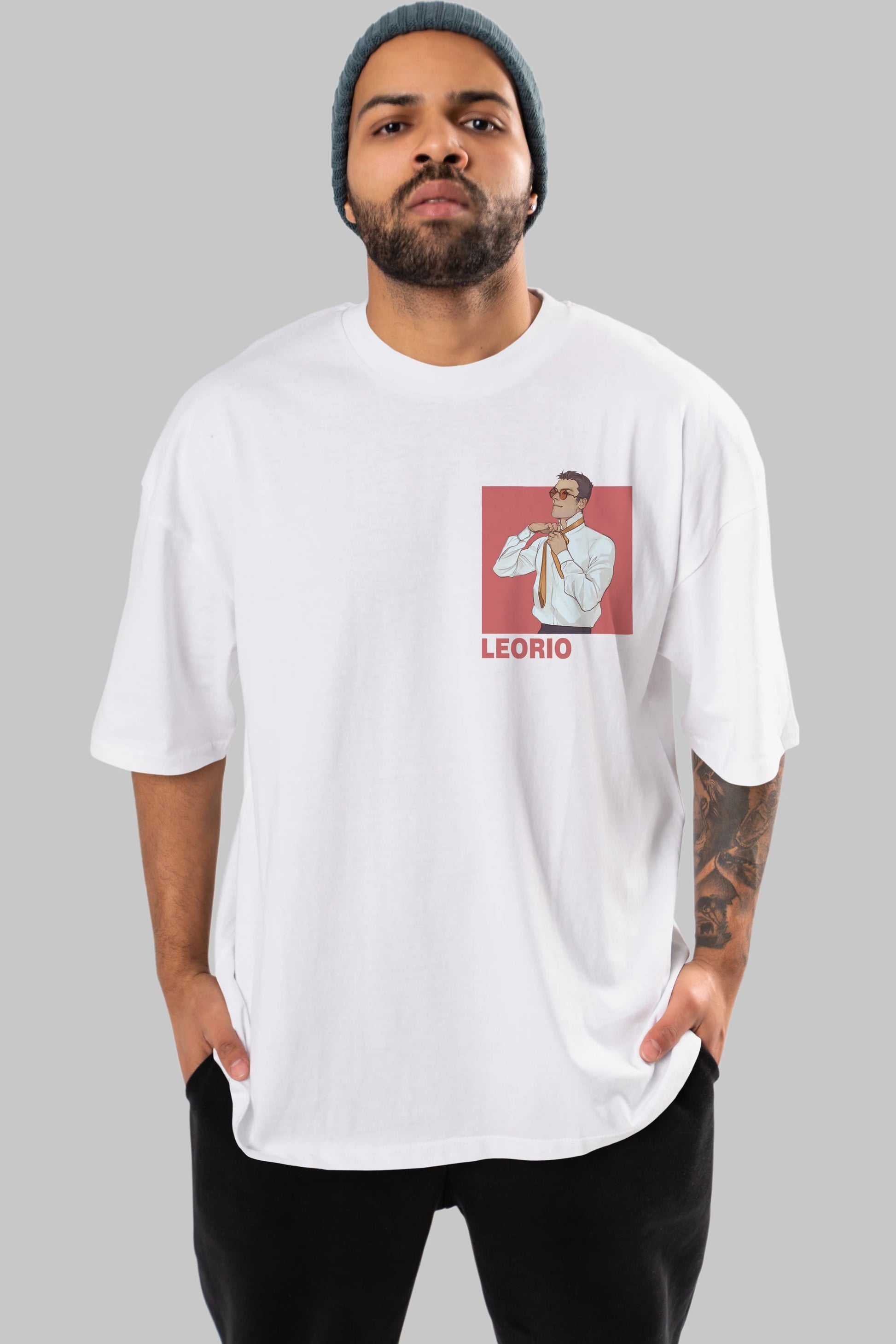 Leorio Paladiknight 5 Ön Sol Baskılı Oversize t-shirt Erkek Kadın Unisex %100 Pamuk Bisiklet Yaka tişort