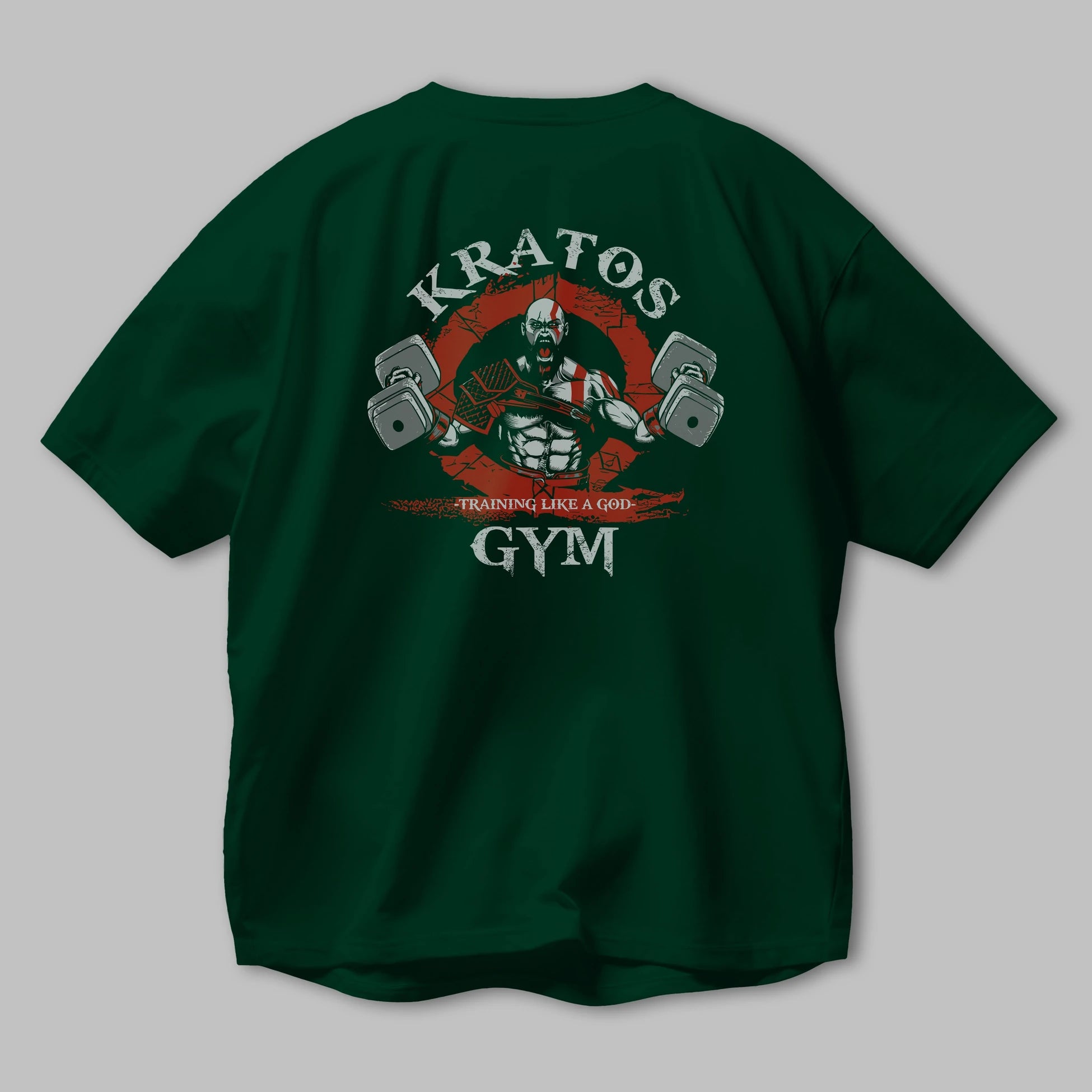 Kratos GYM Arka Baskılı Oversize t-shirt Erkek Kadın Unisex %100 Pamuk Bisiklet Yaka tişort