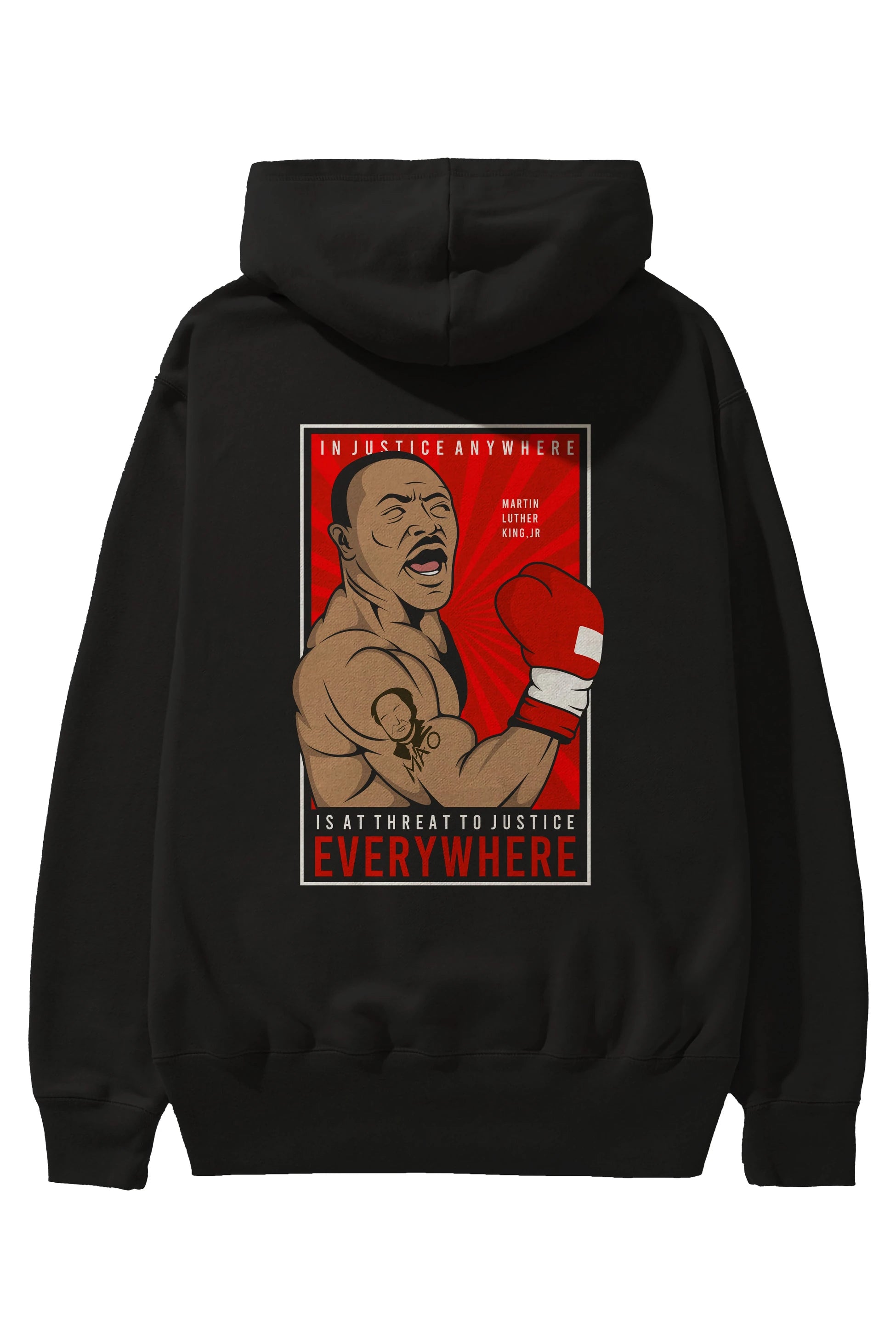 Luther King Boxer Arka Baskılı Hoodie Oversize Kapüşonlu Sweatshirt Erkek Kadın Unisex