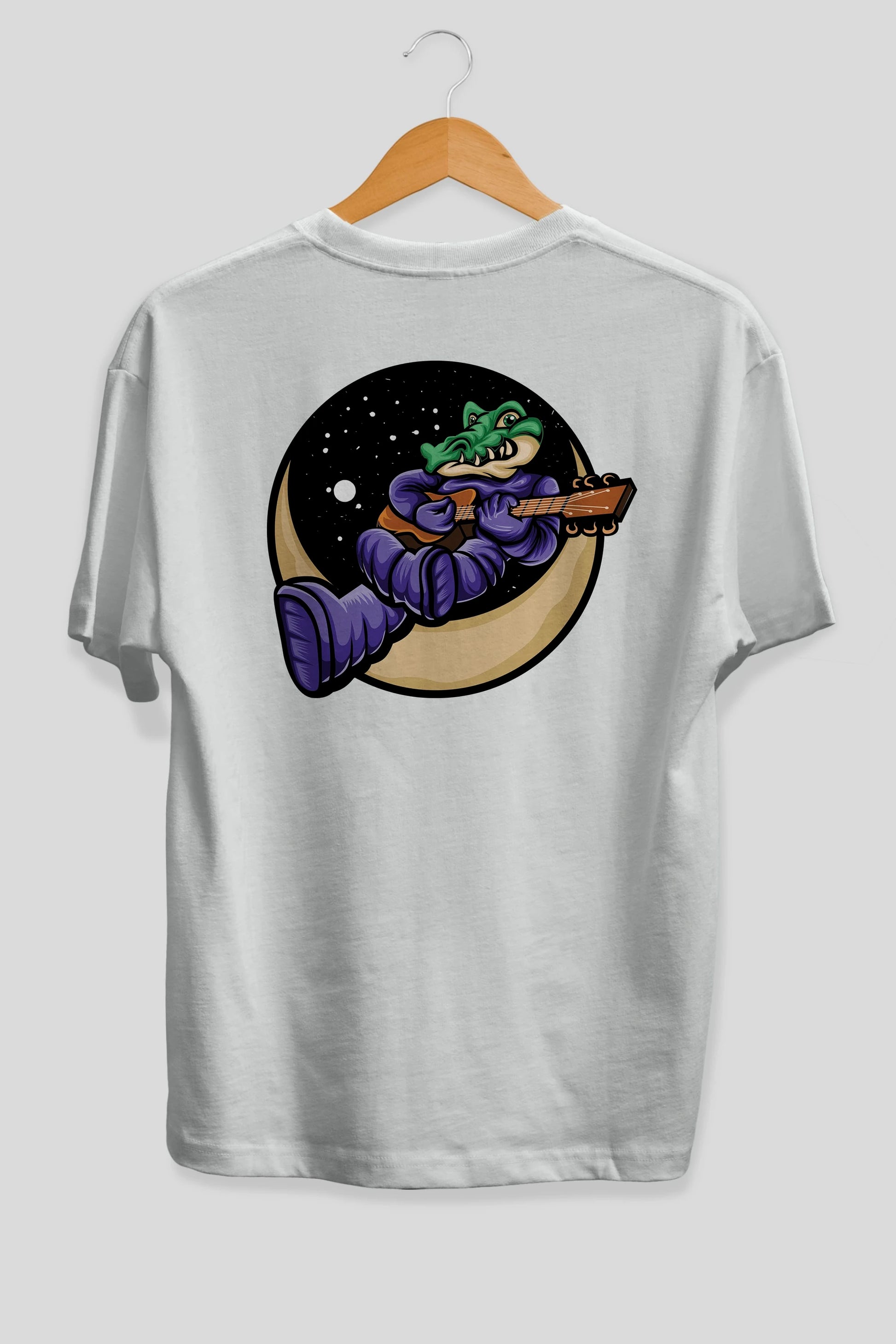 Space Crocodile Arka Baskılı Oversize t-shirt Erkek Kadın Unisex