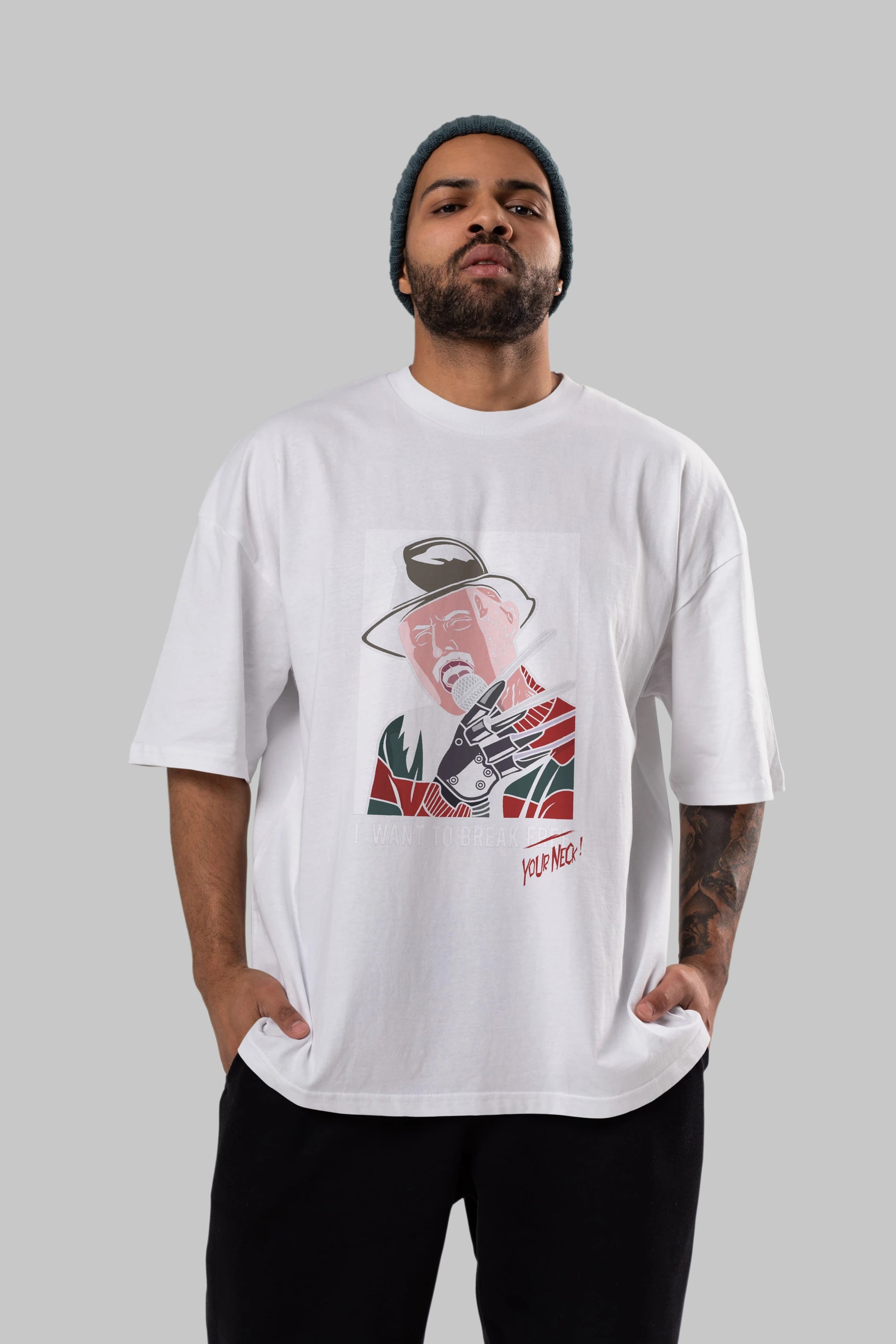 Freddy Merkrueger Ön Baskılı Oversize t-shirt Erkek Kadın Unisex %100 Pamuk tişort