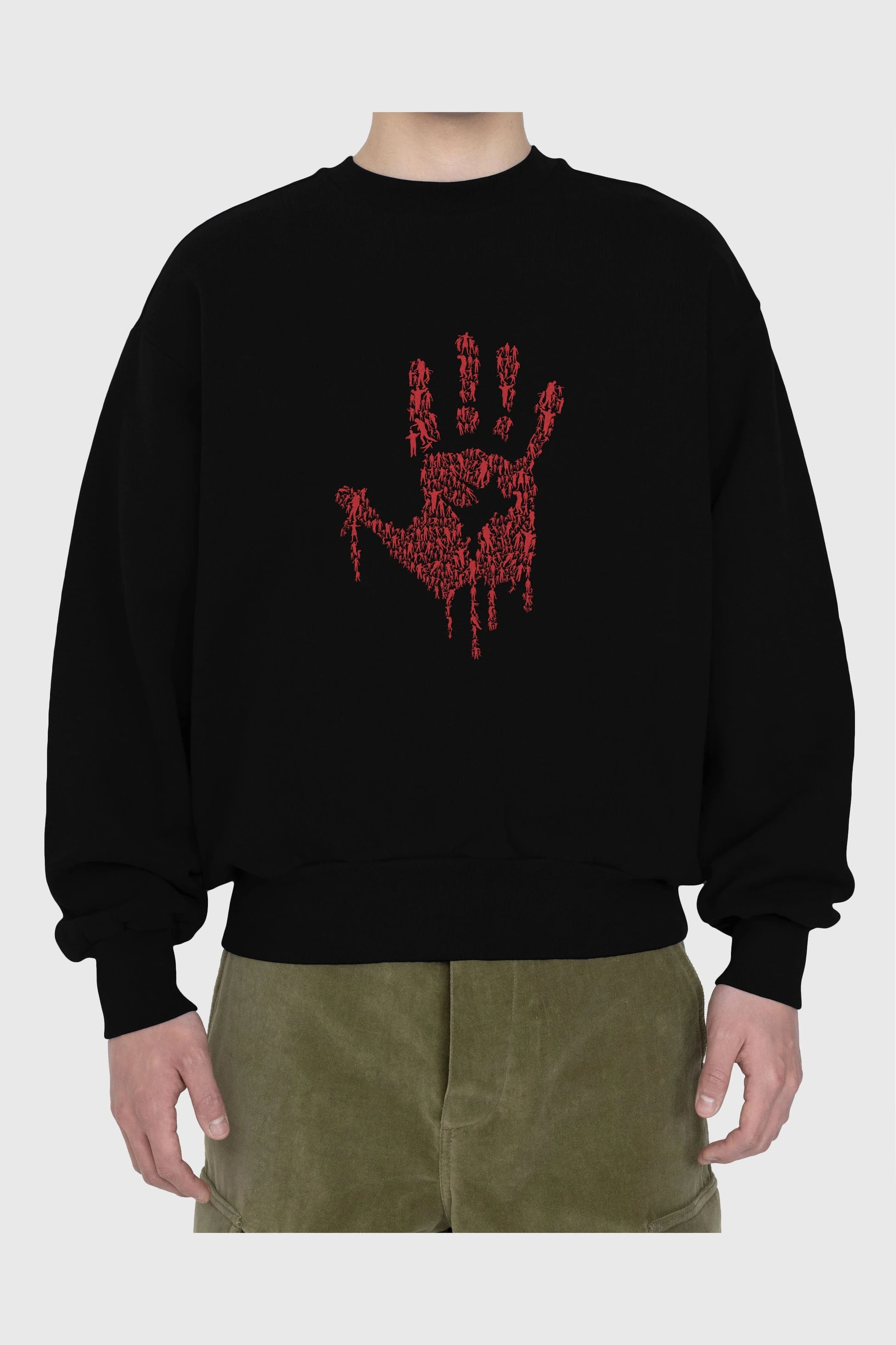 Hand Of Zombies Ön Baskılı Oversize Sweatshirt Erkek Kadın Unisex