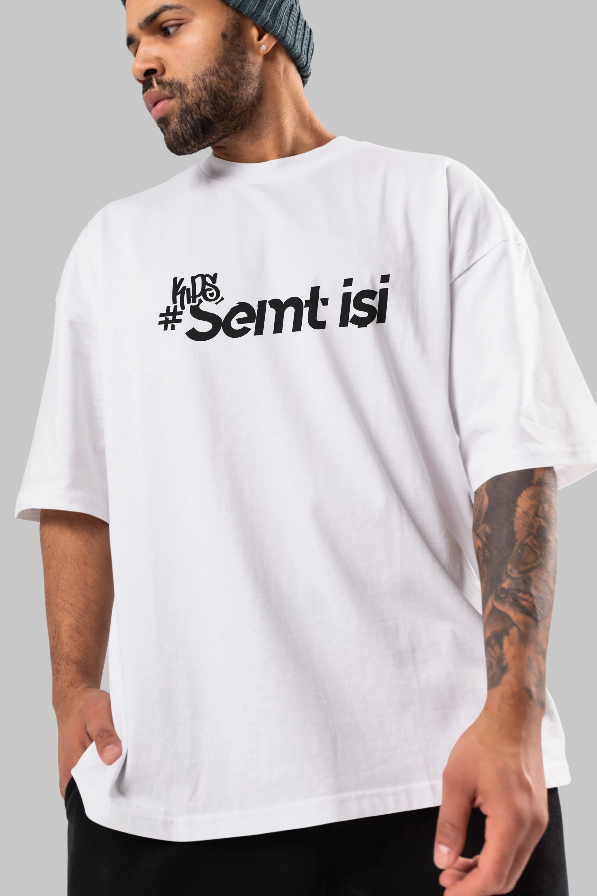 Semt İşi Ön Baskılı Oversize t-shirt %100 pamuk Erkek Kadın Unisex