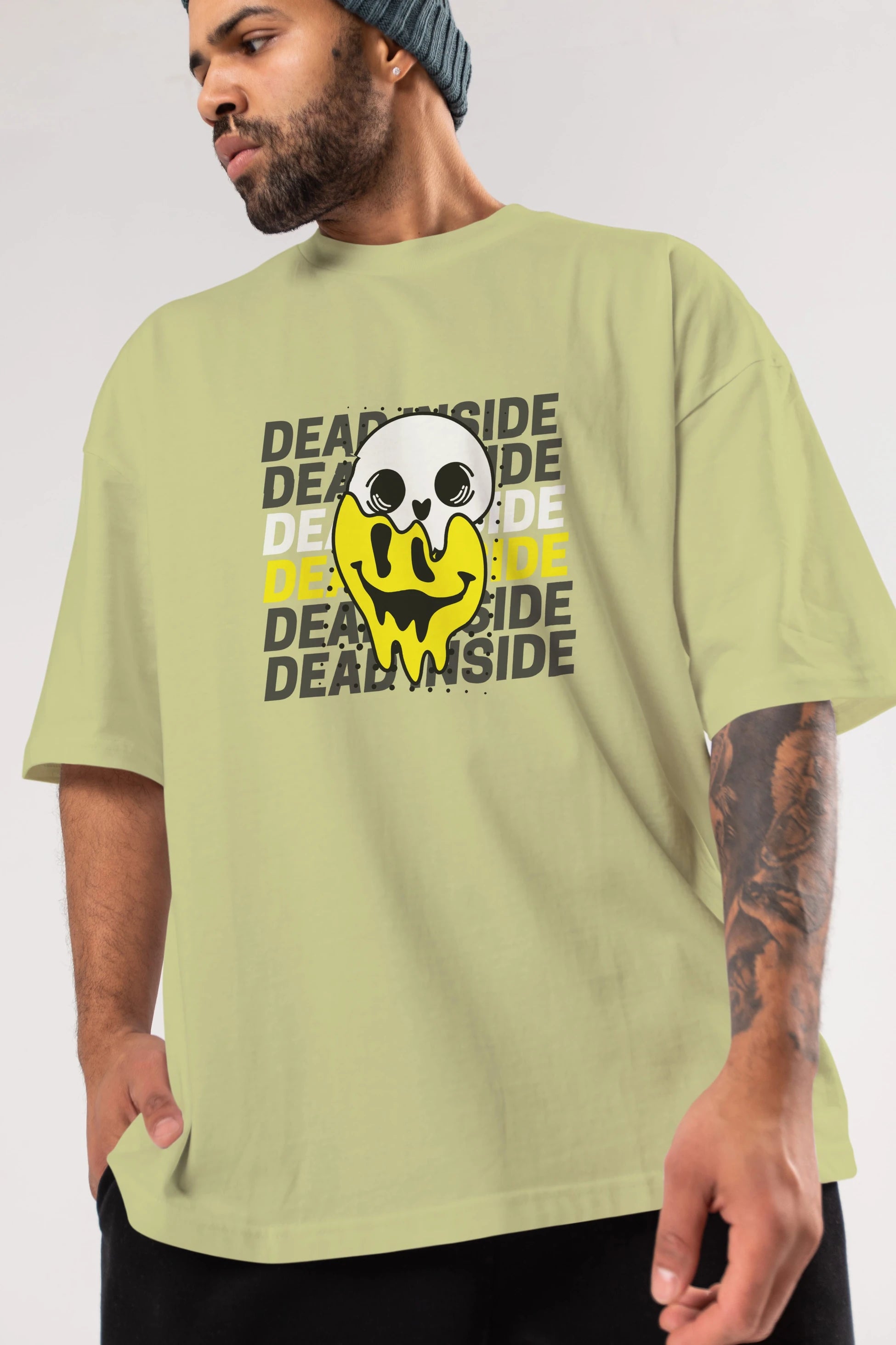 Dead Inside Yazılı Ön Baskılı Oversize t-shirt Erkek Kadın Unisex
