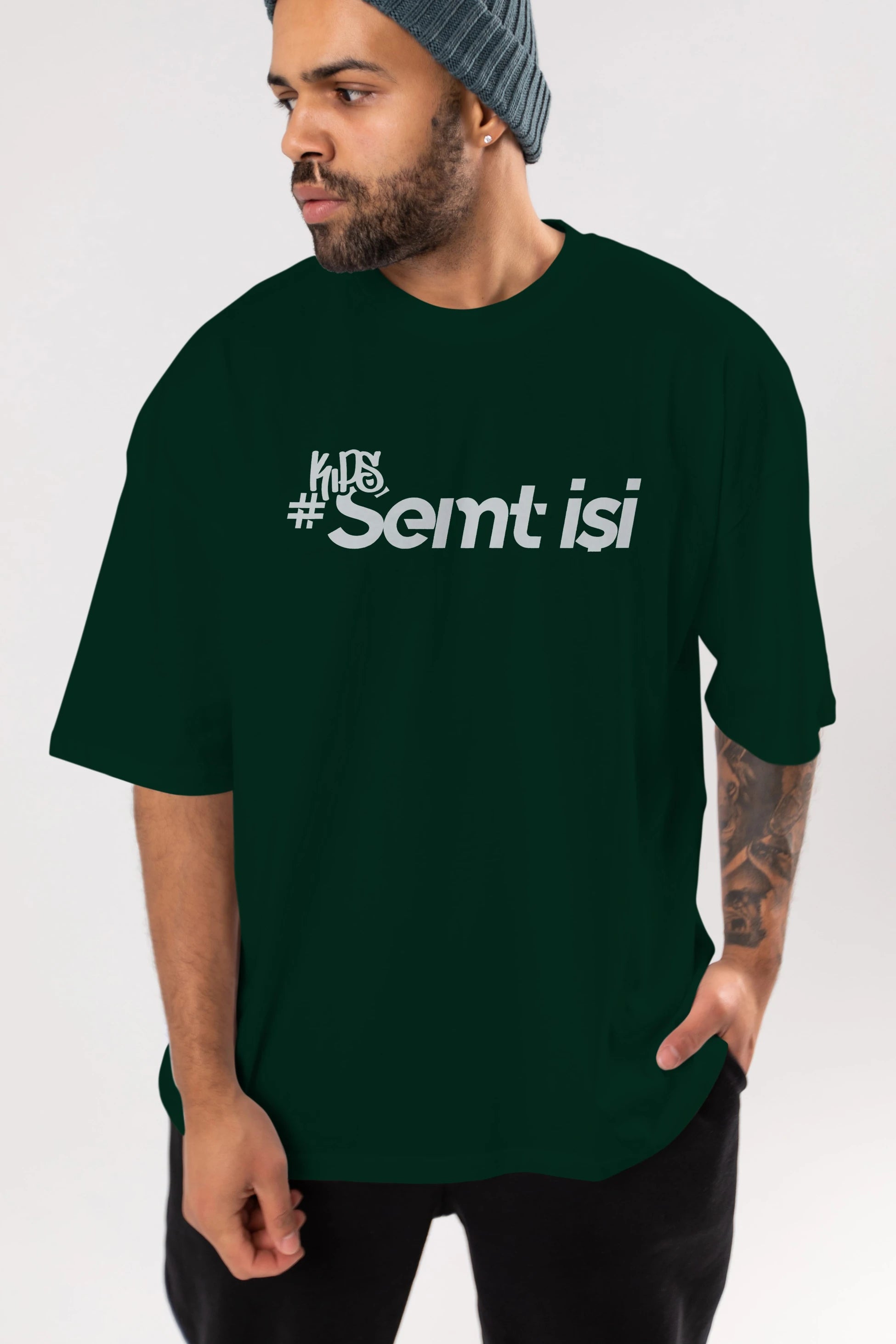 Semt İşi Ön Baskılı Oversize t-shirt %100 pamuk Erkek Kadın Unisex