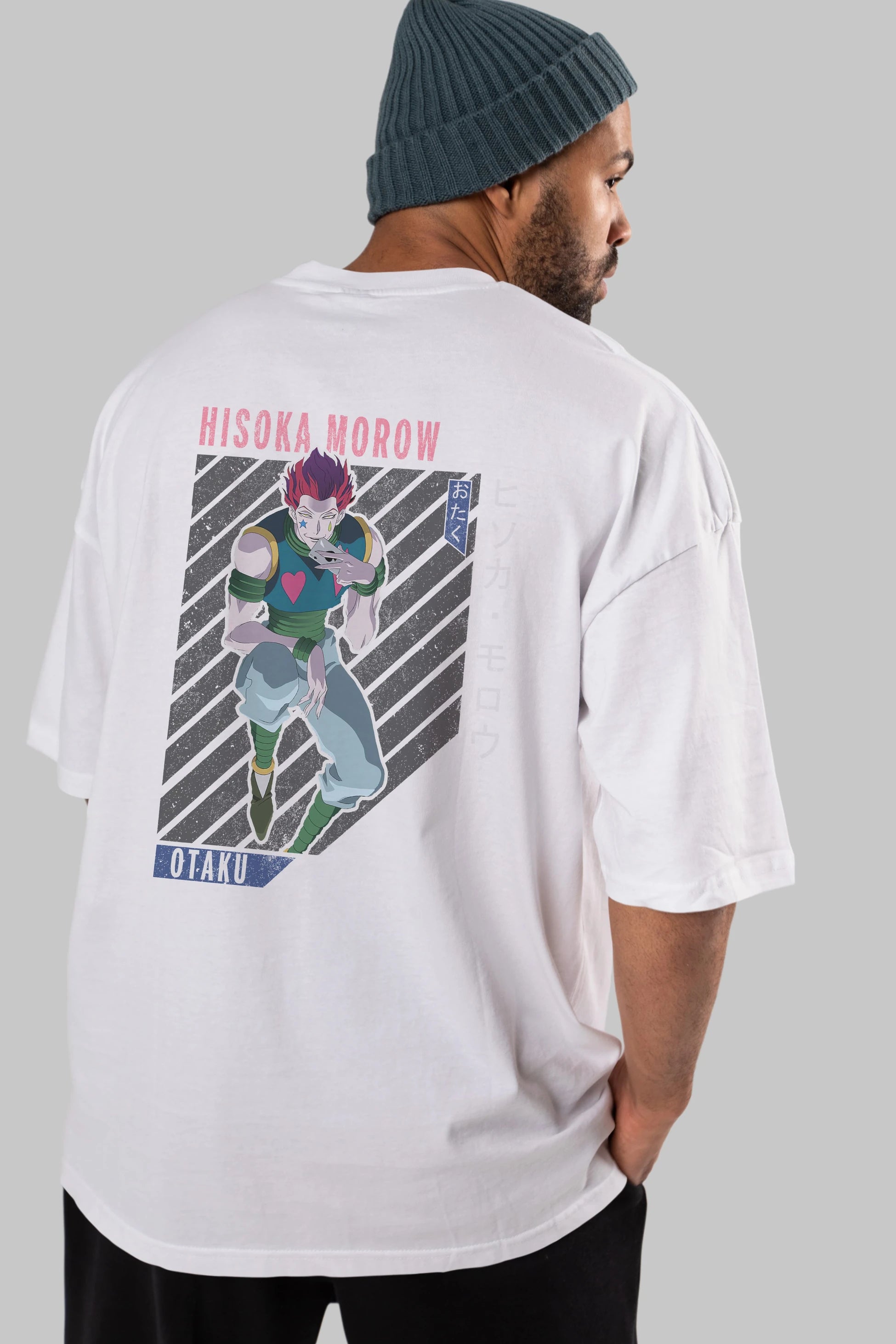 Hisoka Morow 2 2 Anime Arka Baskılı Oversize t-shirt Erkek Kadın Unisex