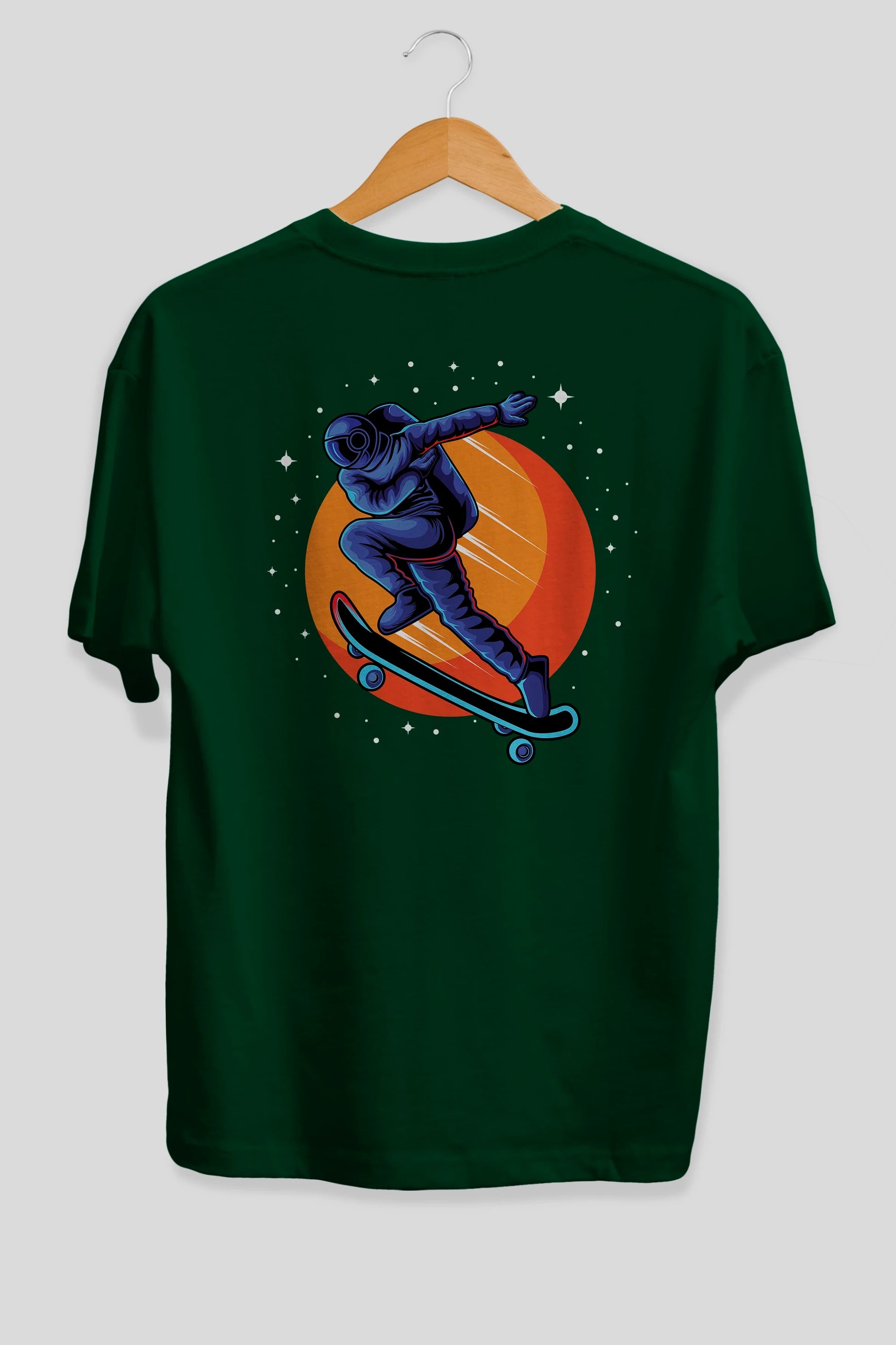 Astroskate Run Arka Baskılı Oversize t-shirt Erkek Kadın Unisex