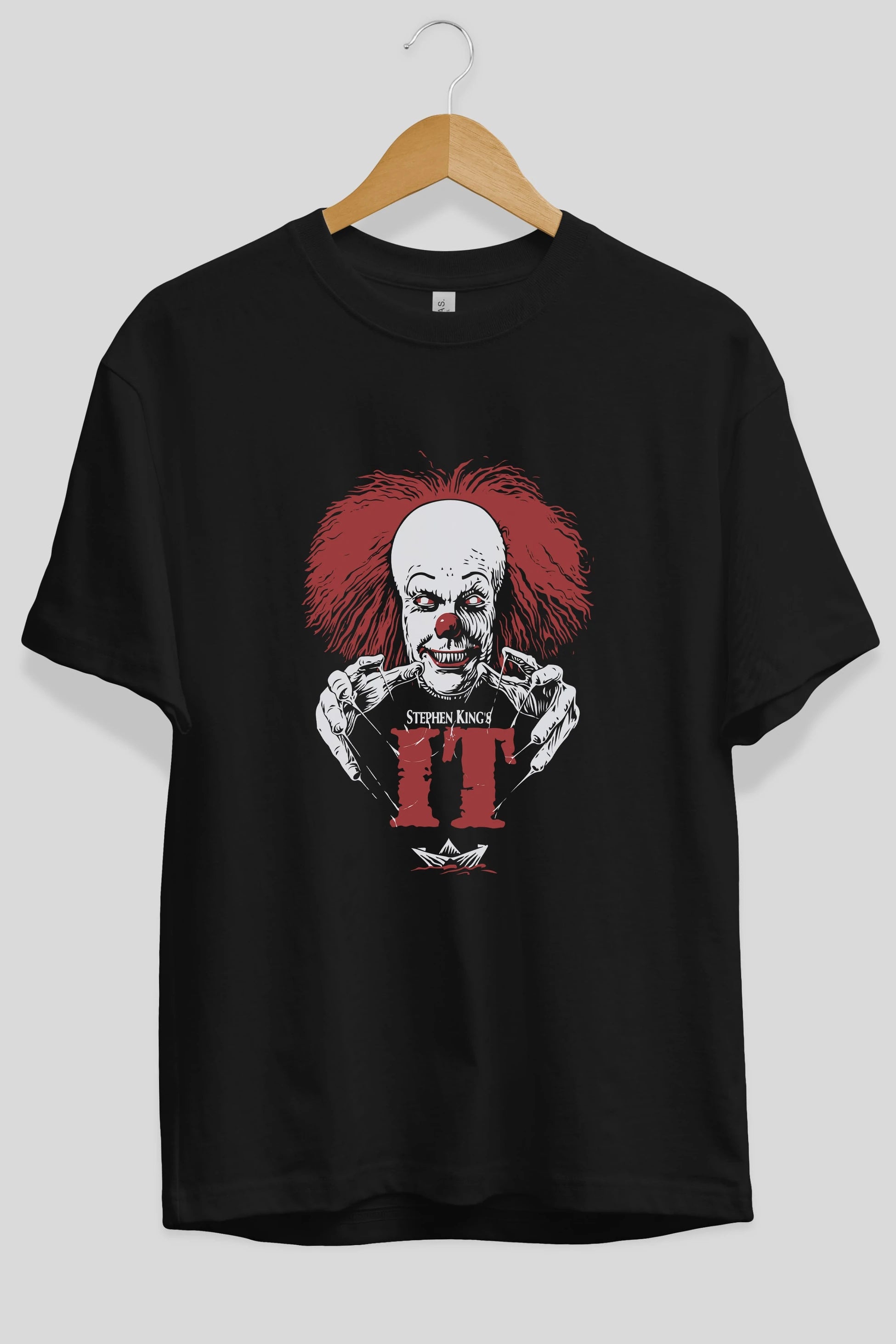 it Ön Baskılı Oversize t-shirt Erkek Kadın Unisex %100 Pamuk Bisiklet Yaka tişort