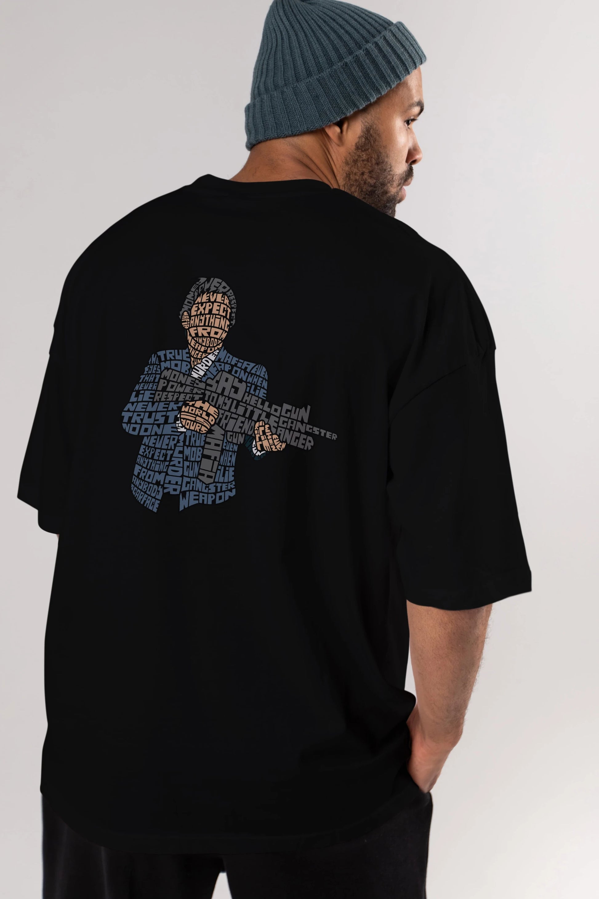 Mafia Arka Baskılı Oversize t-shirt %100 pamuk Erkek Kadın Unisex