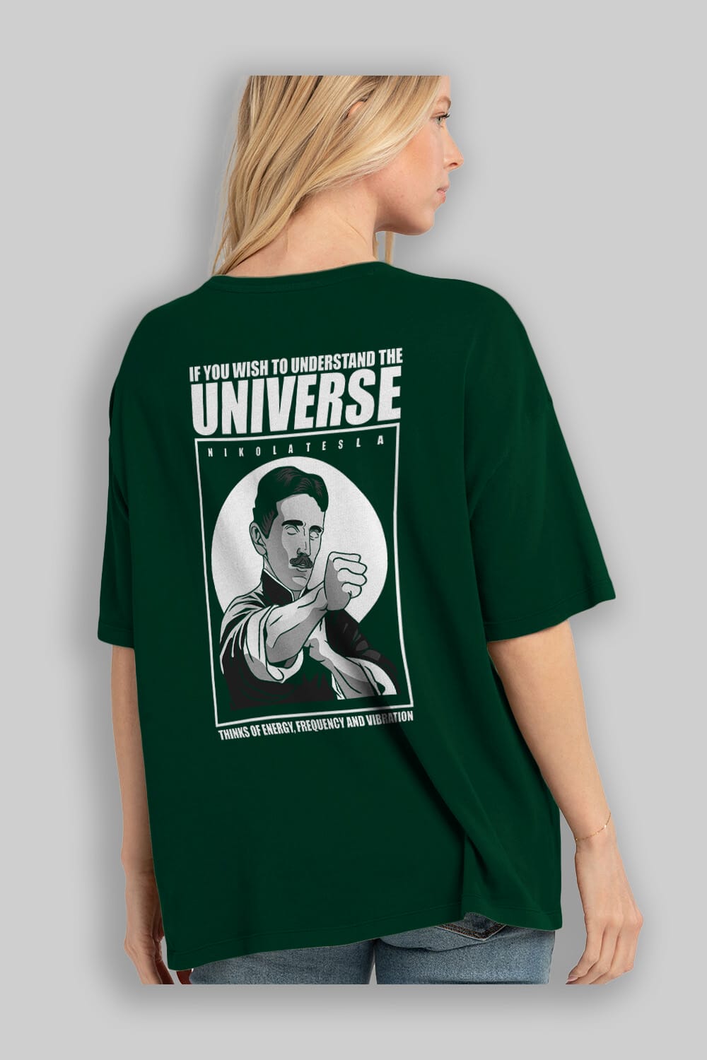 Nicola Tesla Ip Man Arka Baskılı Oversize t-shirt Erkek Kadın Unisex %100 Pamuk tişort