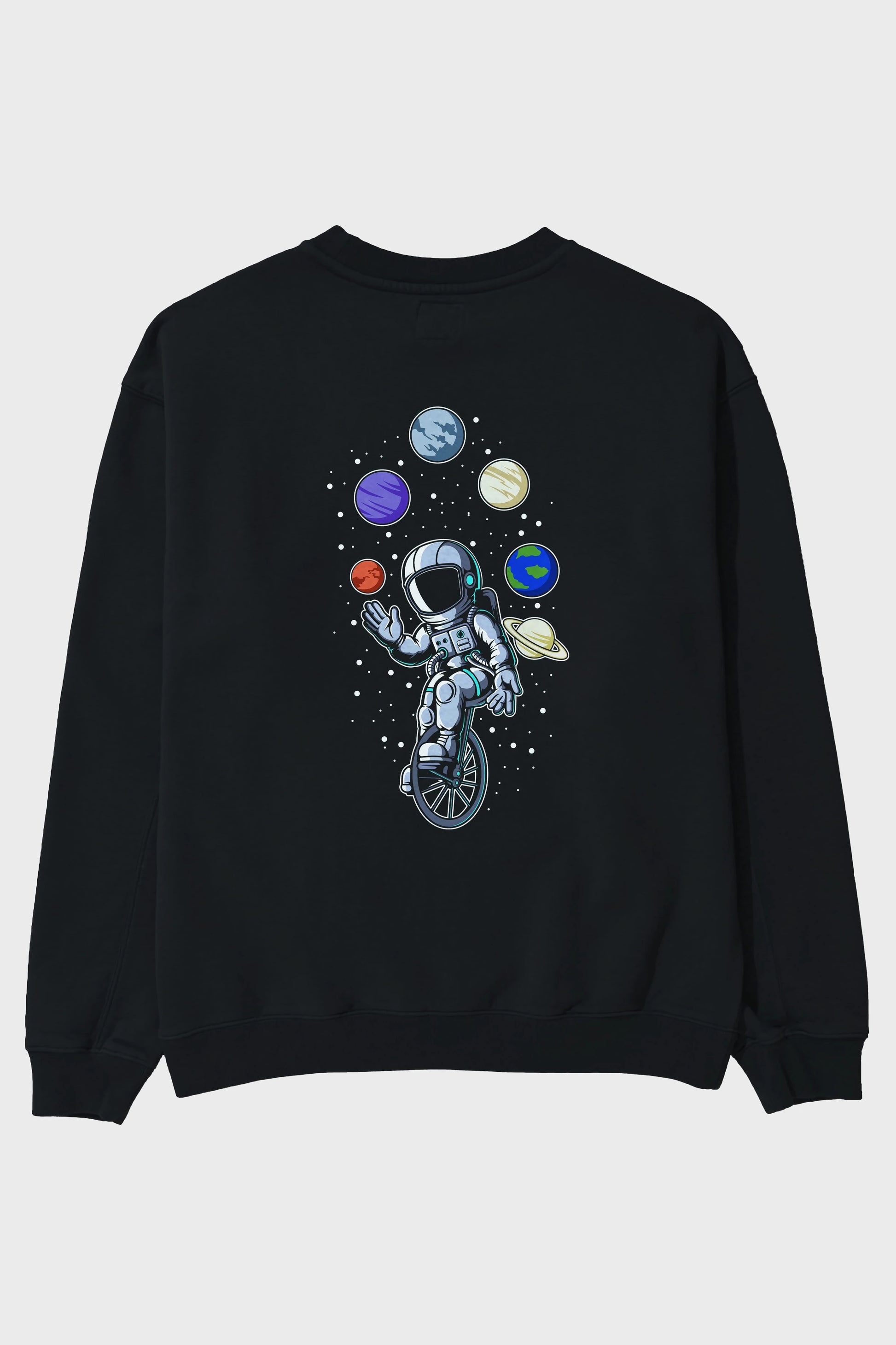 Astronaut Circus Arka Baskılı Oversize Sweatshirt Erkek Kadın Unisex
