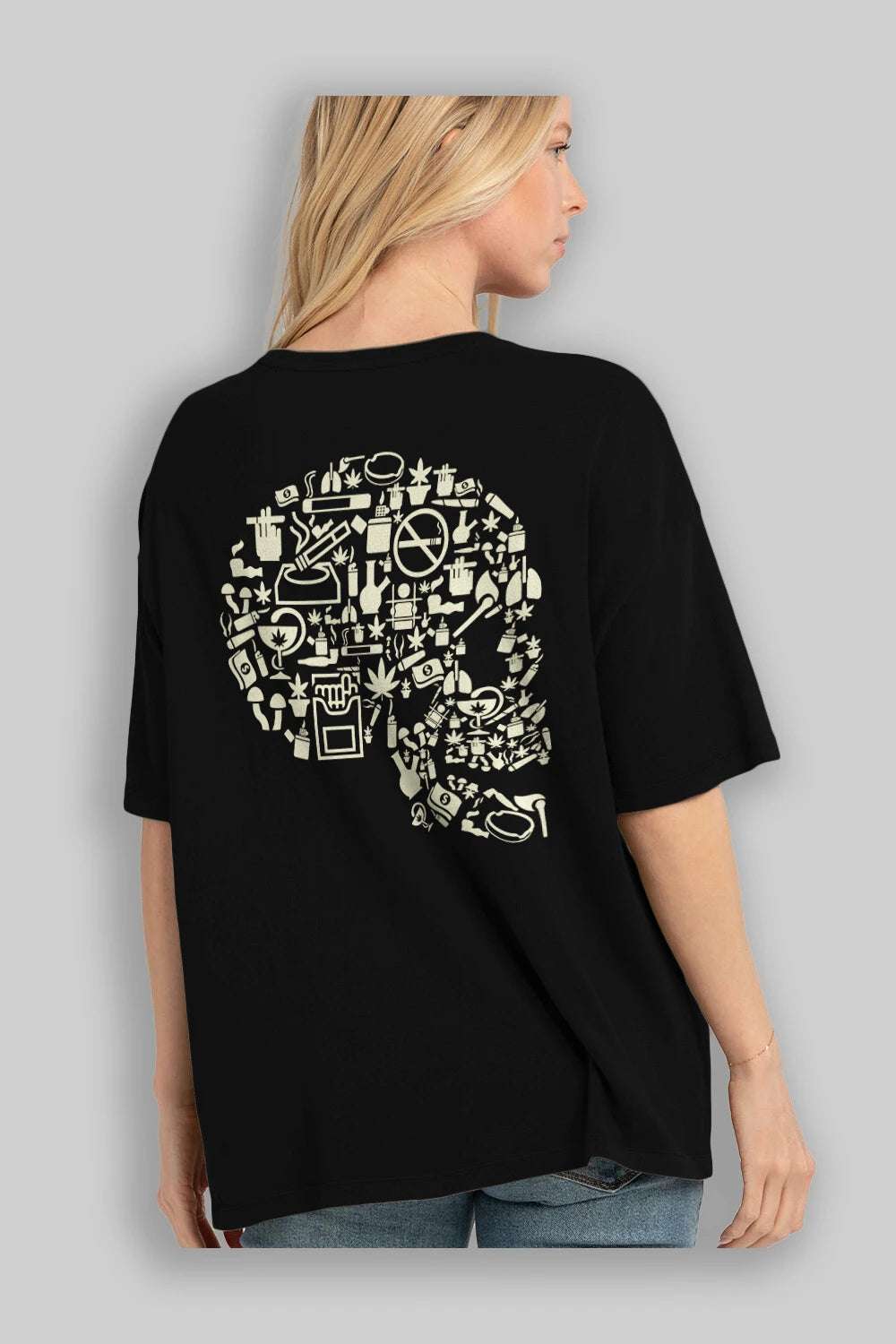 Smoking Kills Arka Baskılı Oversize t-shirt %100 pamuk Erkek Kadın Unisex