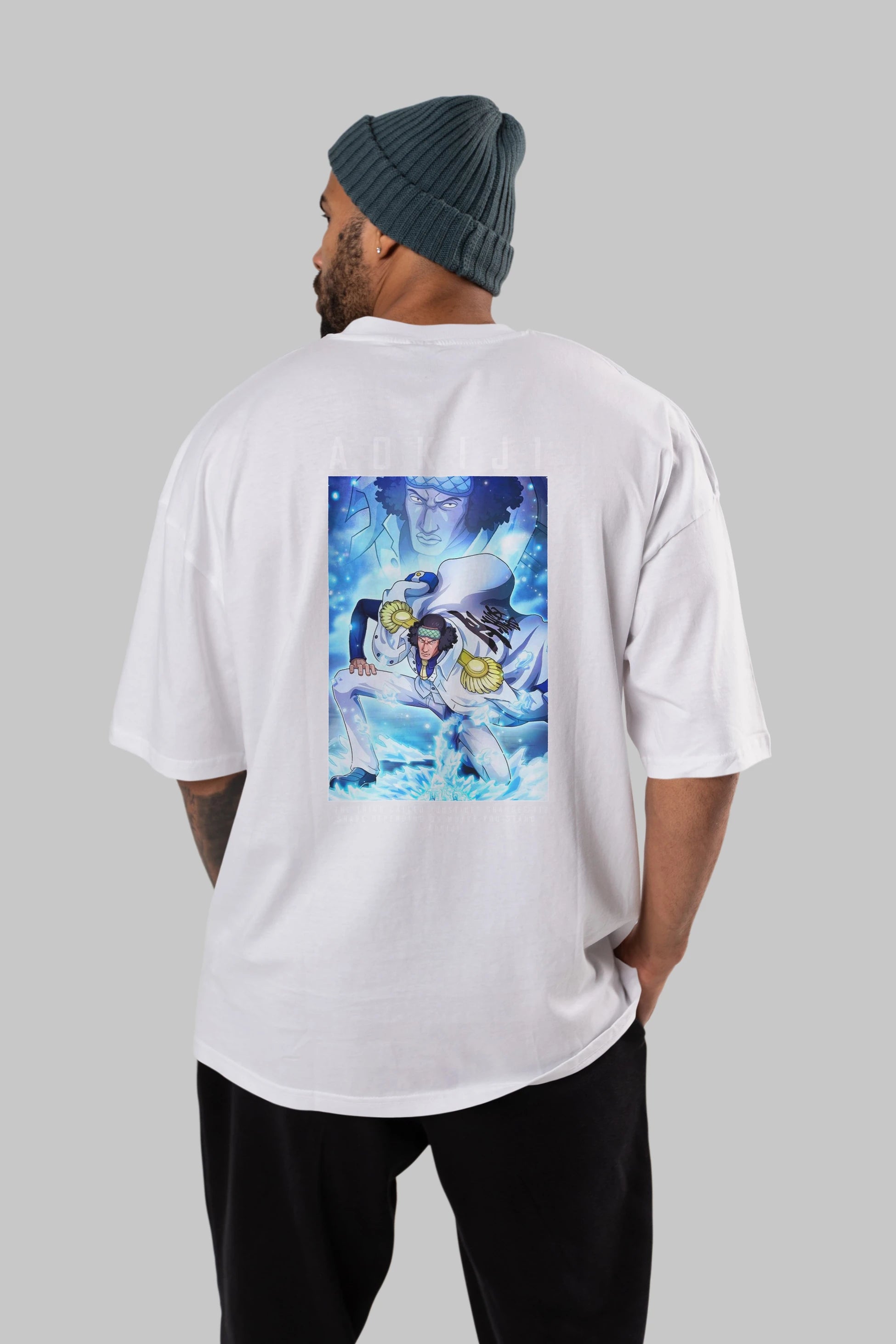 Kuzan Anime Arka Baskılı Oversize t-shirt Erkek Kadın Unisex %100 pamuk tişort