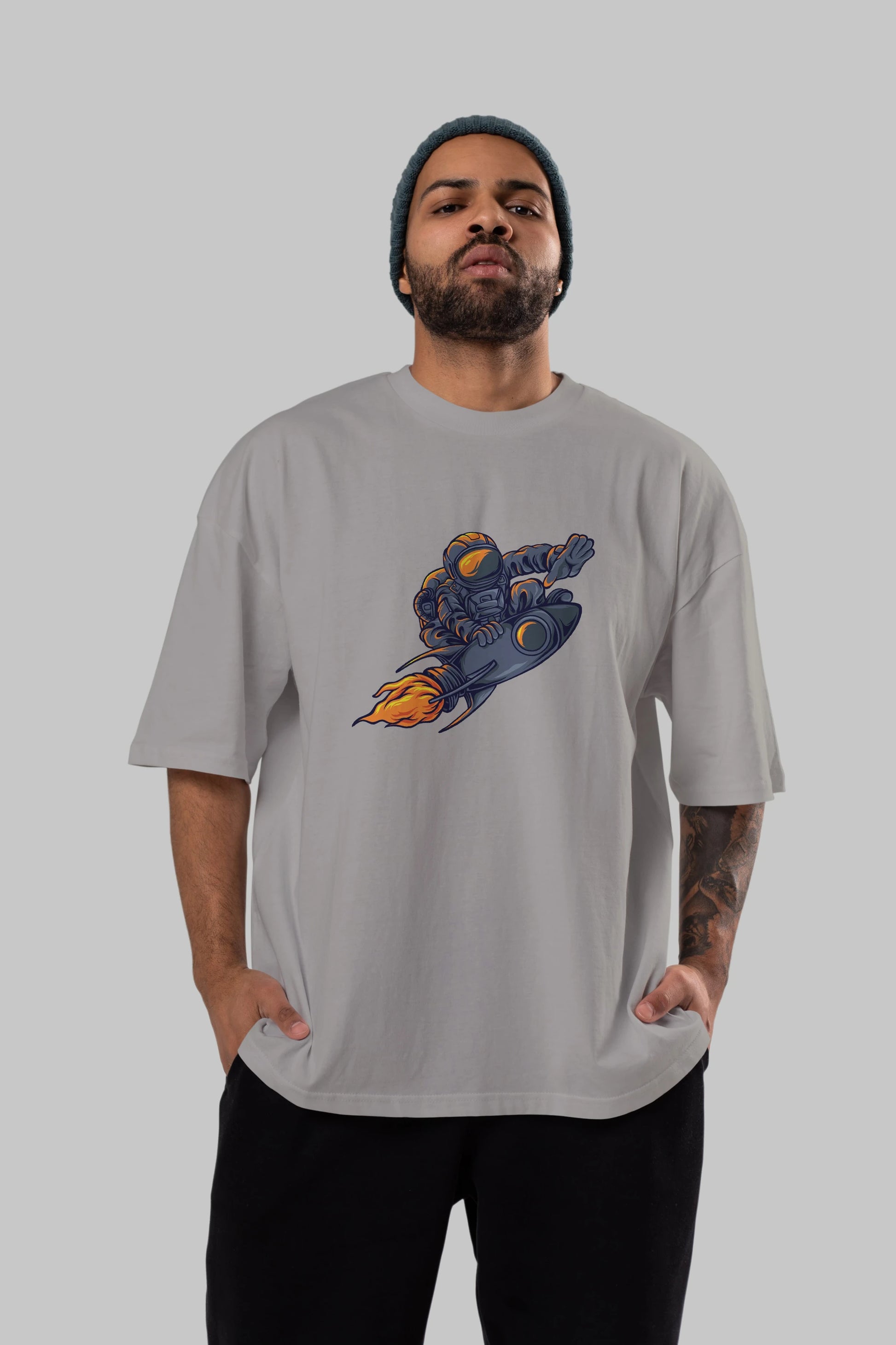 Astrocket Illustration Tshirt Ön Baskılı Oversize t-shirt Erkek Kadın Unisex