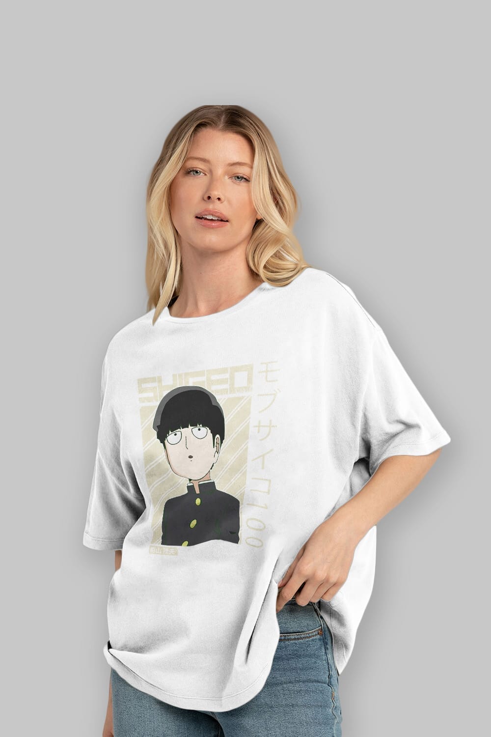 Shigeo Kageyama 2 Anime Ön Baskılı Oversize t-shirt %100 pamuk Erkek Kadın Unisex