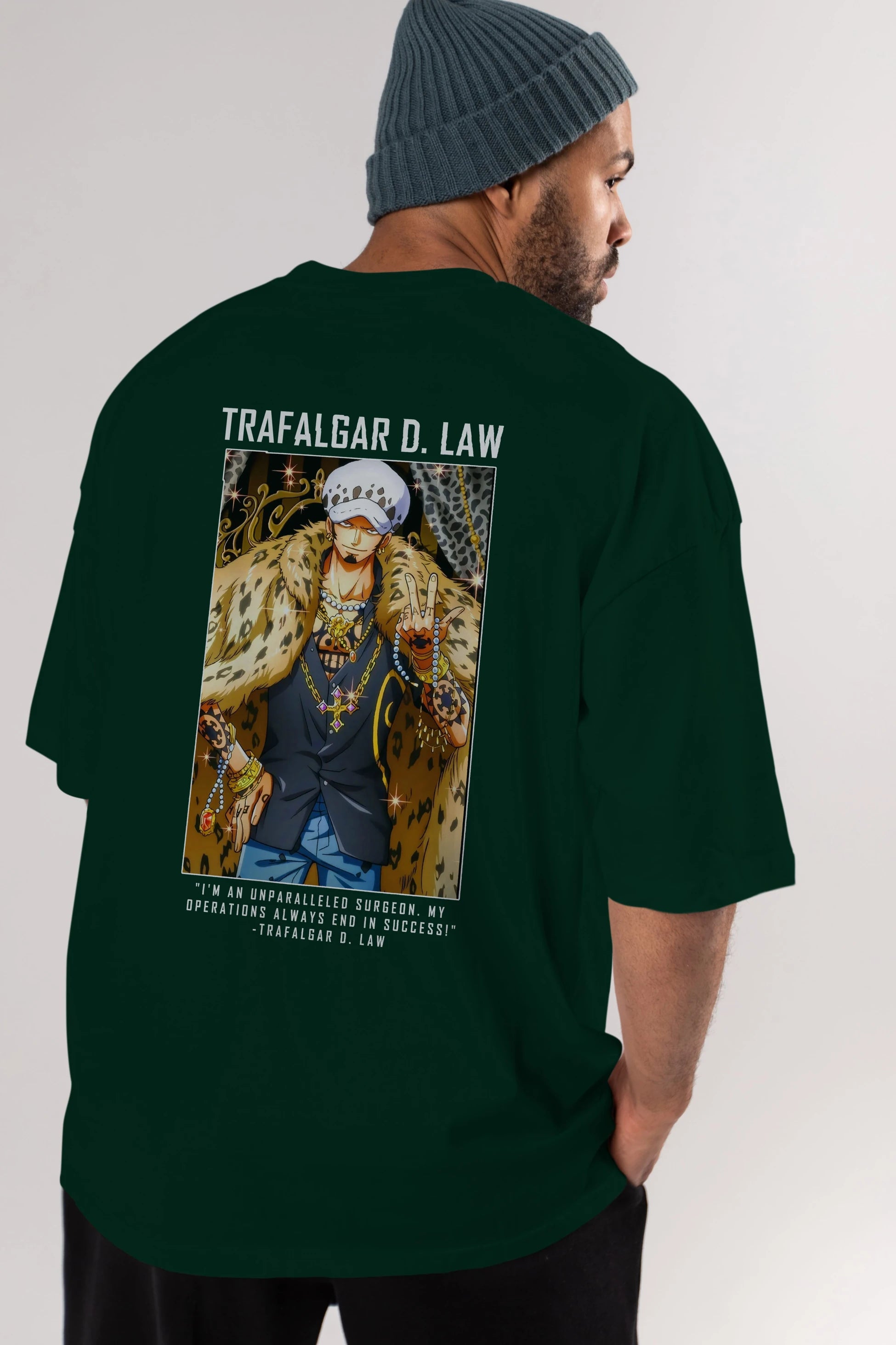 Trafalgar D. Water Law 2 Anime Arka Baskılı Oversize t-shirt Erkek Kadın Unisex %100 pamuk tişort