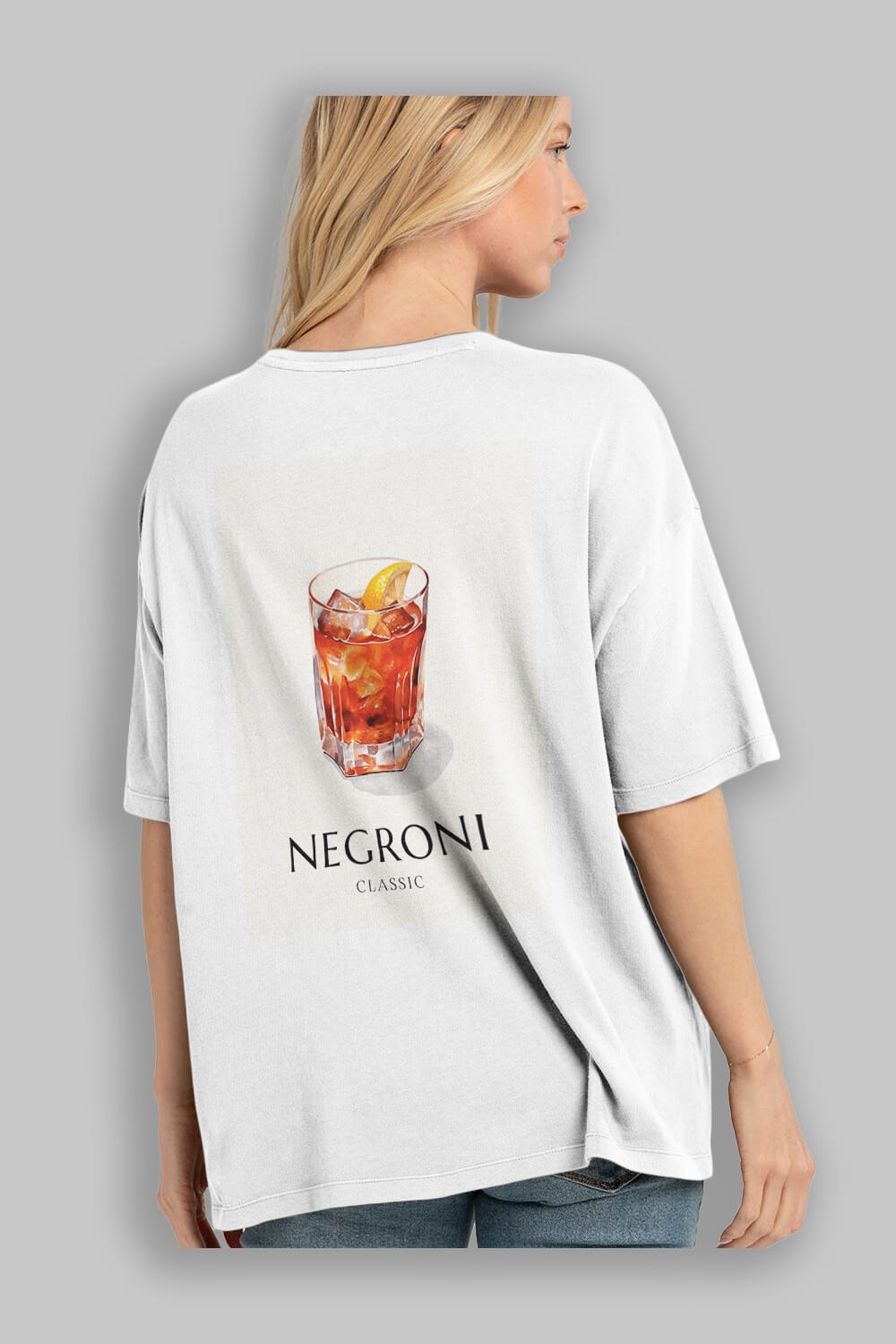 Negroni Classic Arka Baskılı Oversize t-shirt Erkek Kadın Unisex %100 Pamuk Bisiklet Yaka tişort