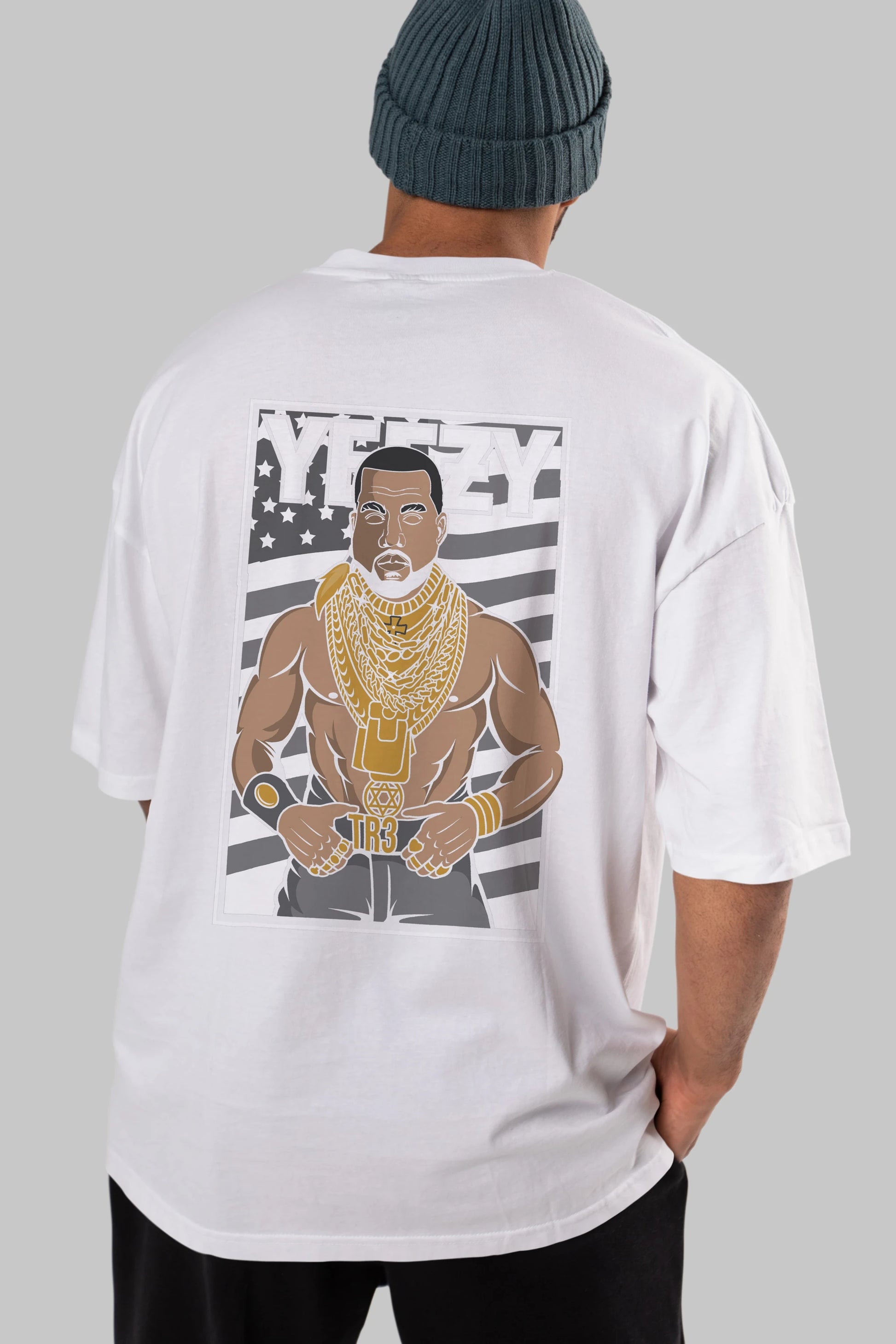 Mr.T Arka Baskılı Oversize t-shirt Erkek Kadın Unisex %100 Pamuk tişort