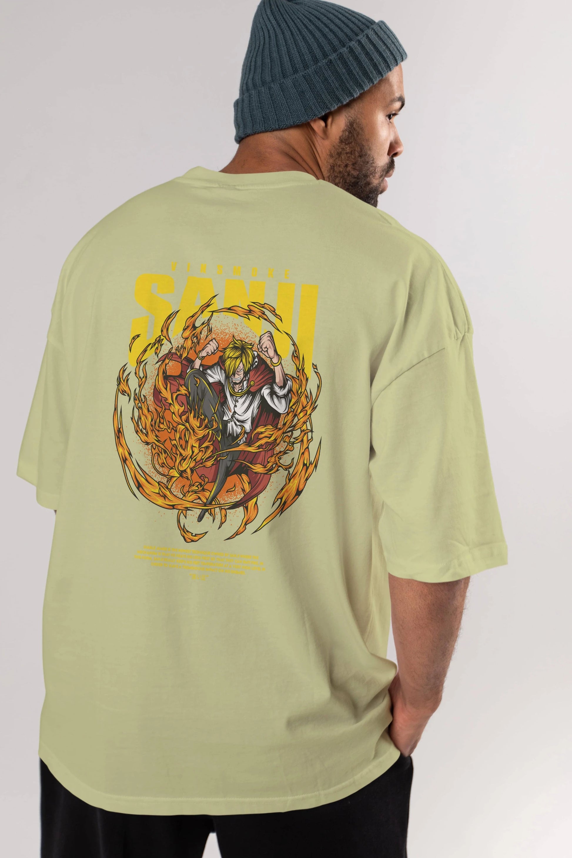Vinsmoke Sanji Anime Arka Baskılı Oversize t-shirt Erkek Kadın Unisex