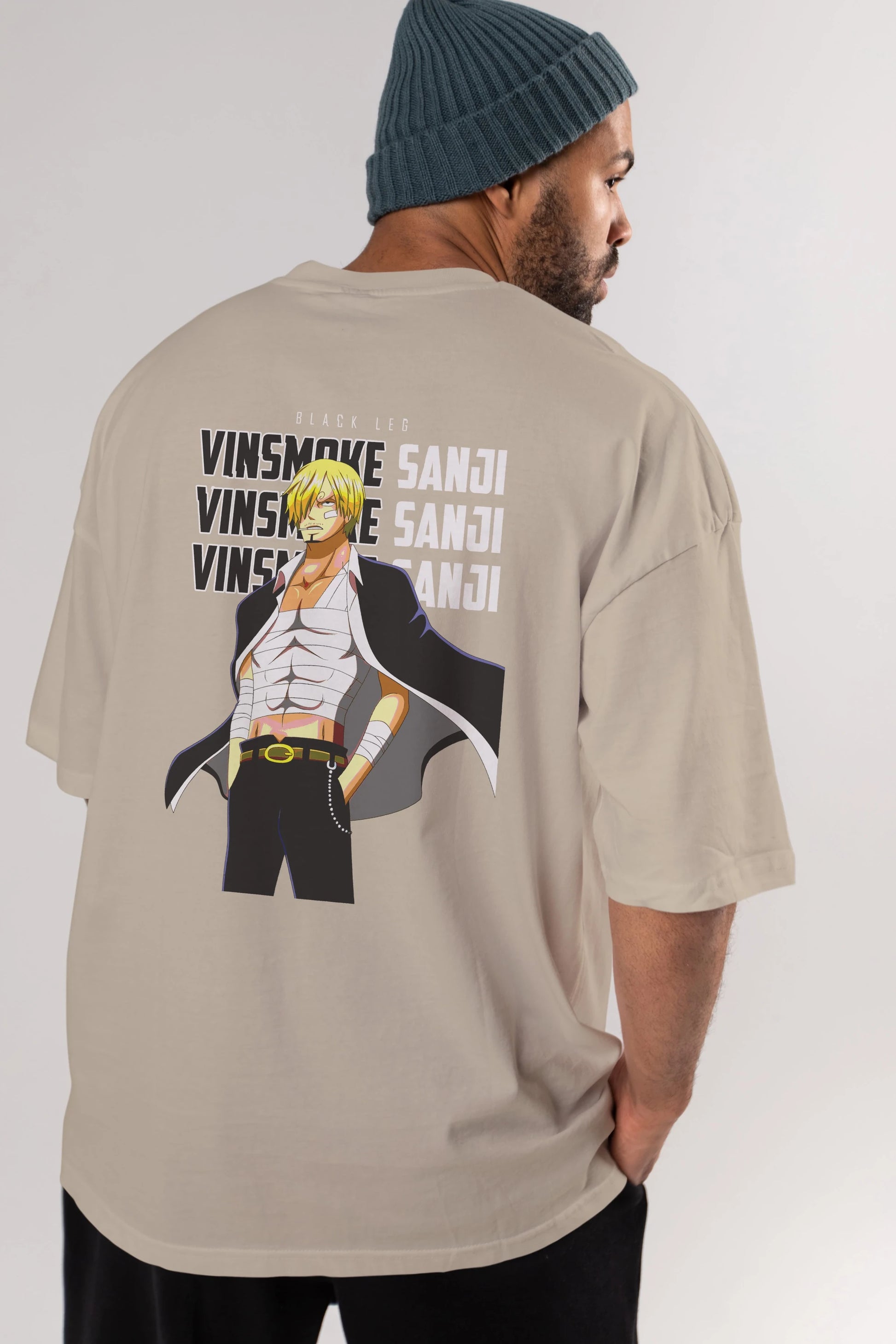 Sanji Anime Arka Baskılı Oversize t-shirt Erkek Kadın Unisex %100 pamuk tişort