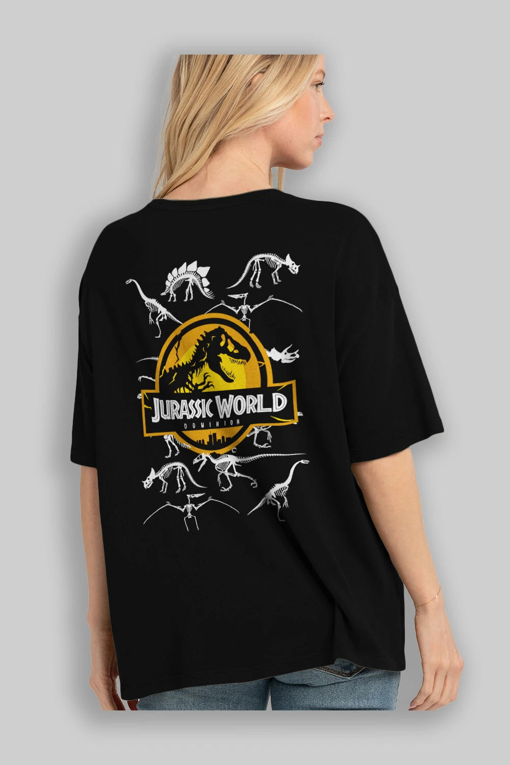 Jurassic Park (5) Arka Baskılı Oversize t-shirt Erkek Kadın Unisex %100 Pamuk Bisiklet Yaka tişort