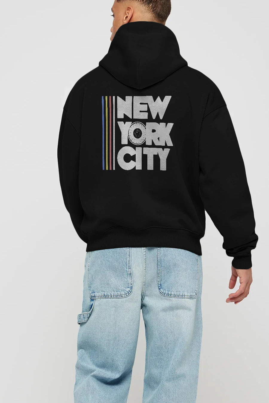 New York City Style Arka Baskılı Hoodie Oversize Kapüşonlu Sweatshirt Erkek Kadın Unisex