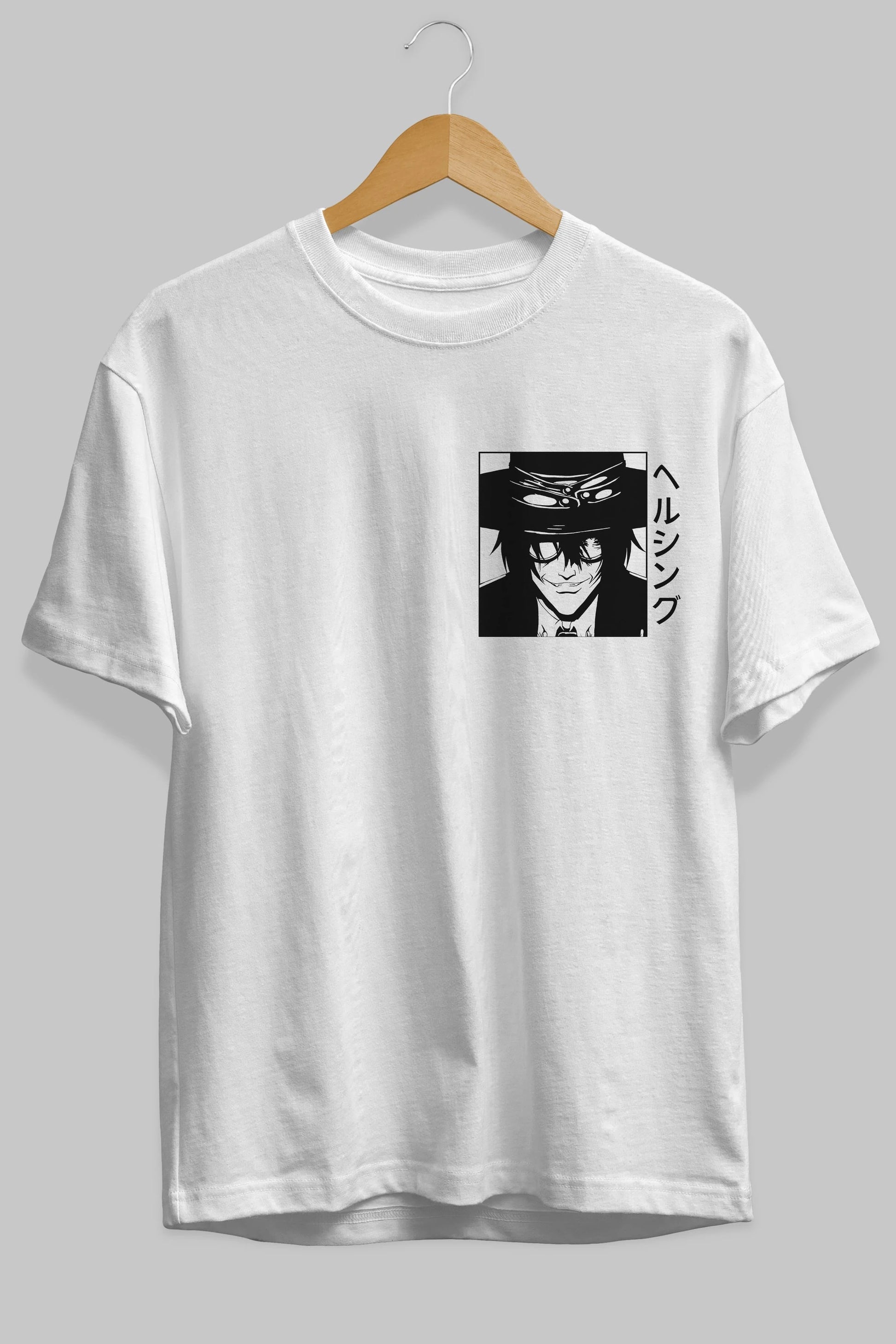 Alucard 1 Ön Sol Baskılı Oversize t-shirt Erkek Kadın Unisex %100 Pamuk Bisiklet Yaka tişort