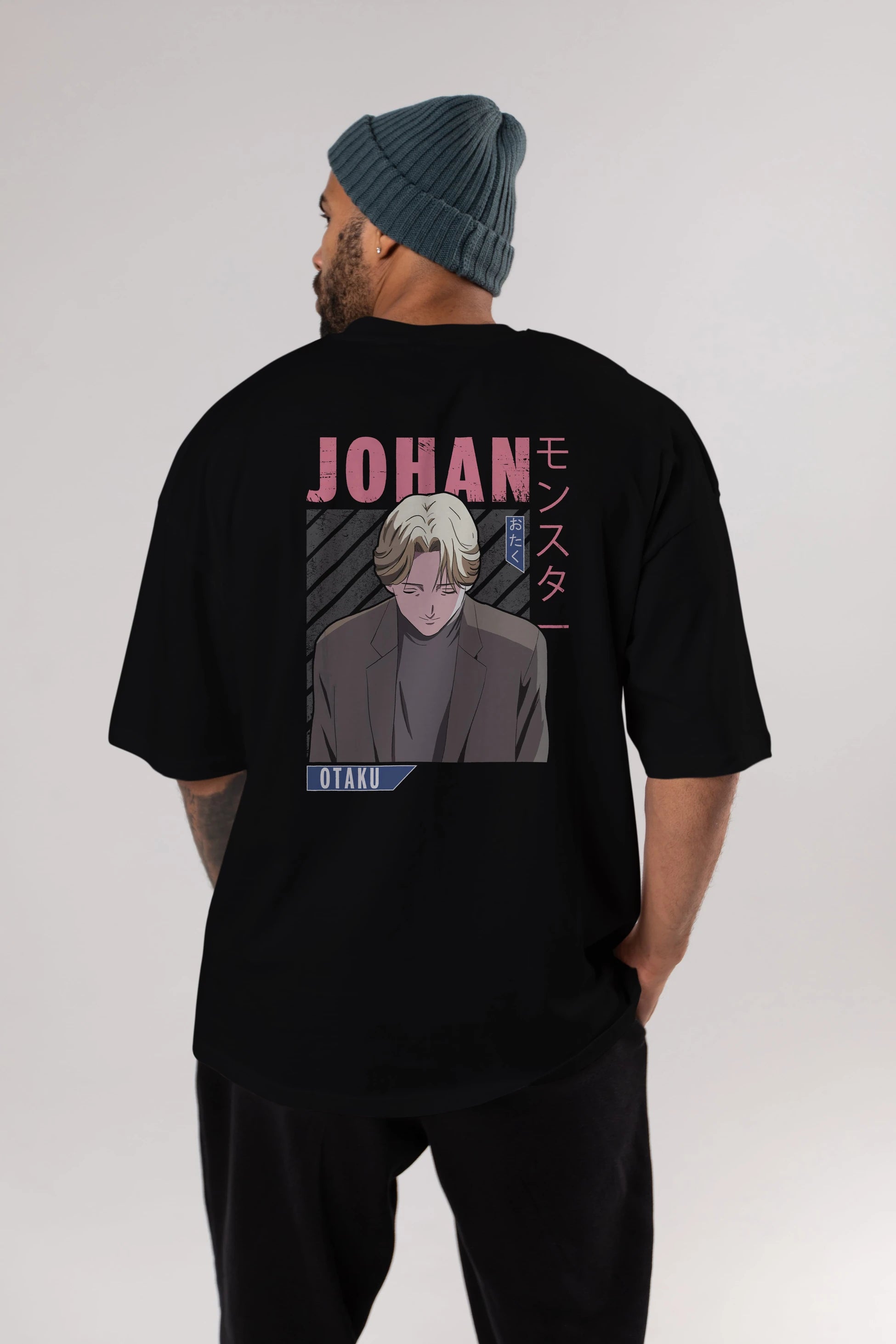 Johan Liebert MONSTER Anime Arka Baskılı Oversize t-shirt Erkek Kadın Unisex