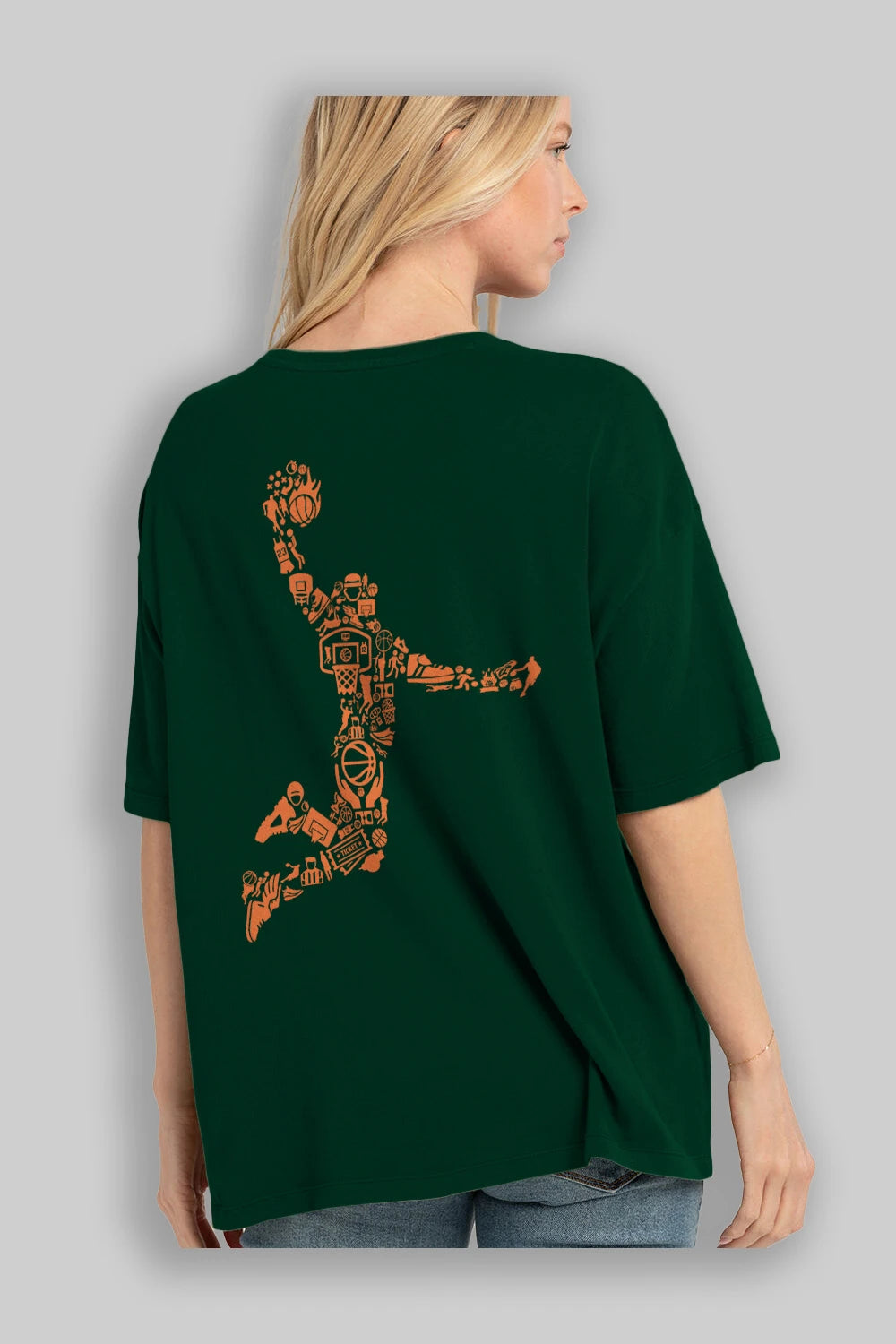 Basketball Player Arka Baskılı Oversize t-shirt %100 pamuk Erkek Kadın Unisex
