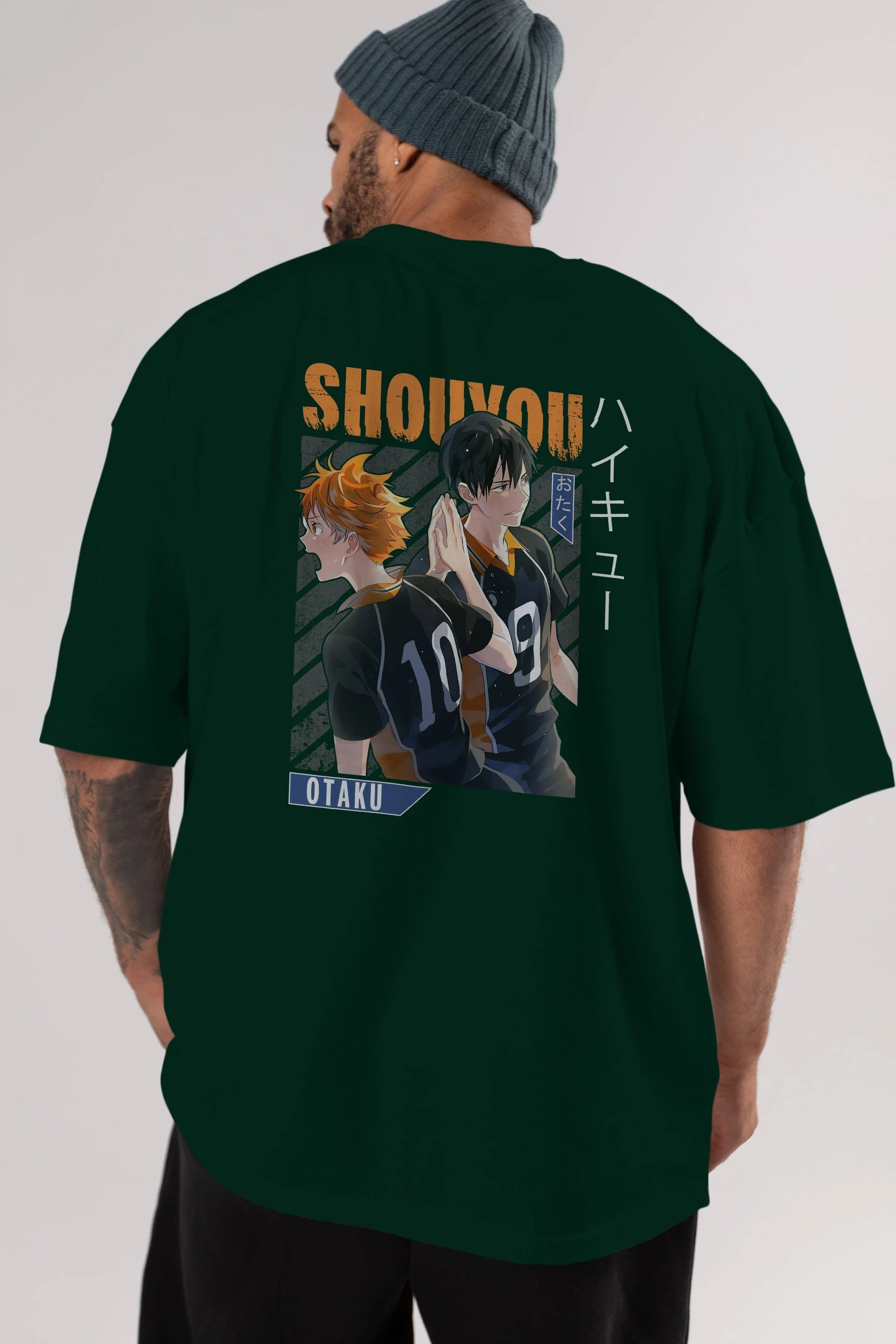 Shouyou Hinata 12 Anime Arka Baskılı Oversize t-shirt Erkek Kadın Unisex