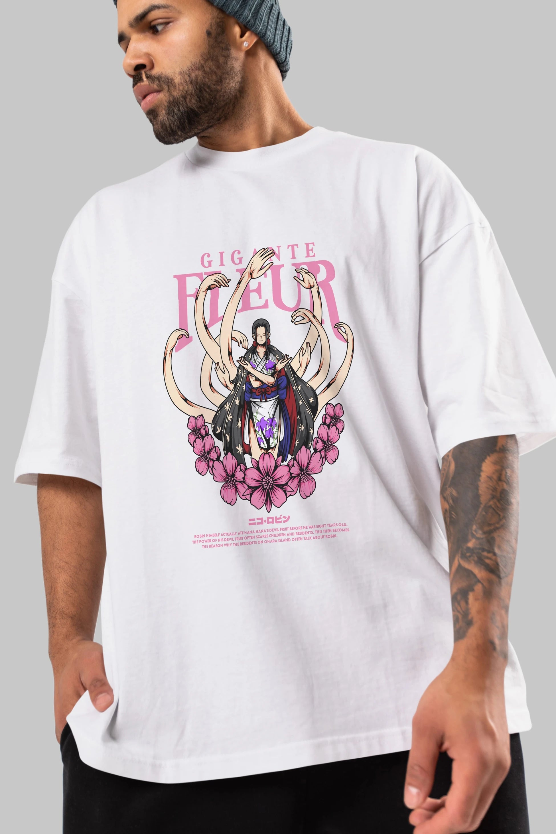 Gigante Fleur Anime Ön Baskılı Oversize t-shirt %100 pamuk Erkek Kadın Unisex