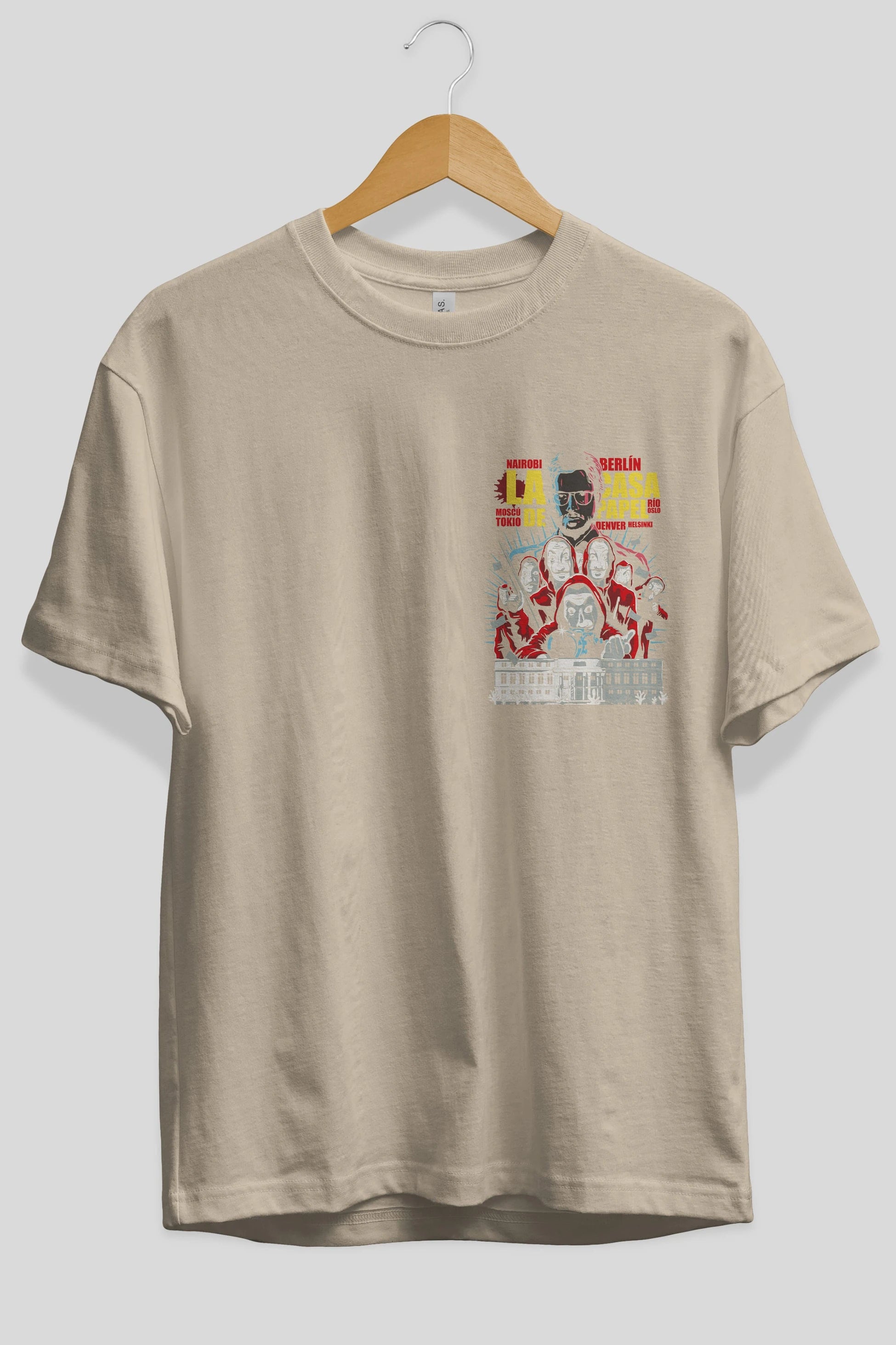 La Casa De Papel (6) Ön Sol Baskılı Oversize t-shirt Erkek Kadın Unisex %100 Pamuk Bisiklet Yaka tişort