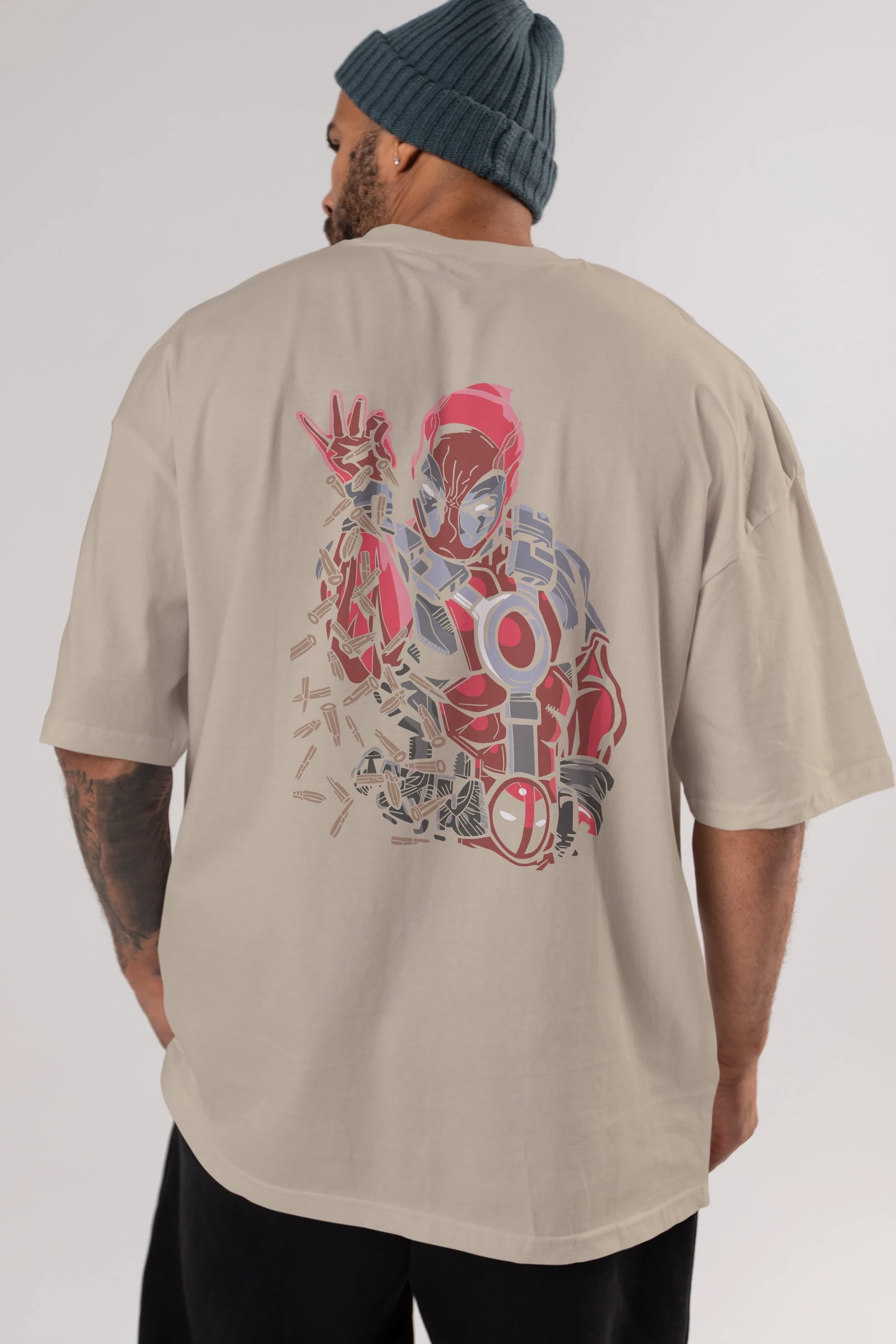 Deadpool (2) Arka Baskılı Oversize t-shirt Erkek Kadın Unisex %100 Pamuk Bisiklet Yaka tişort