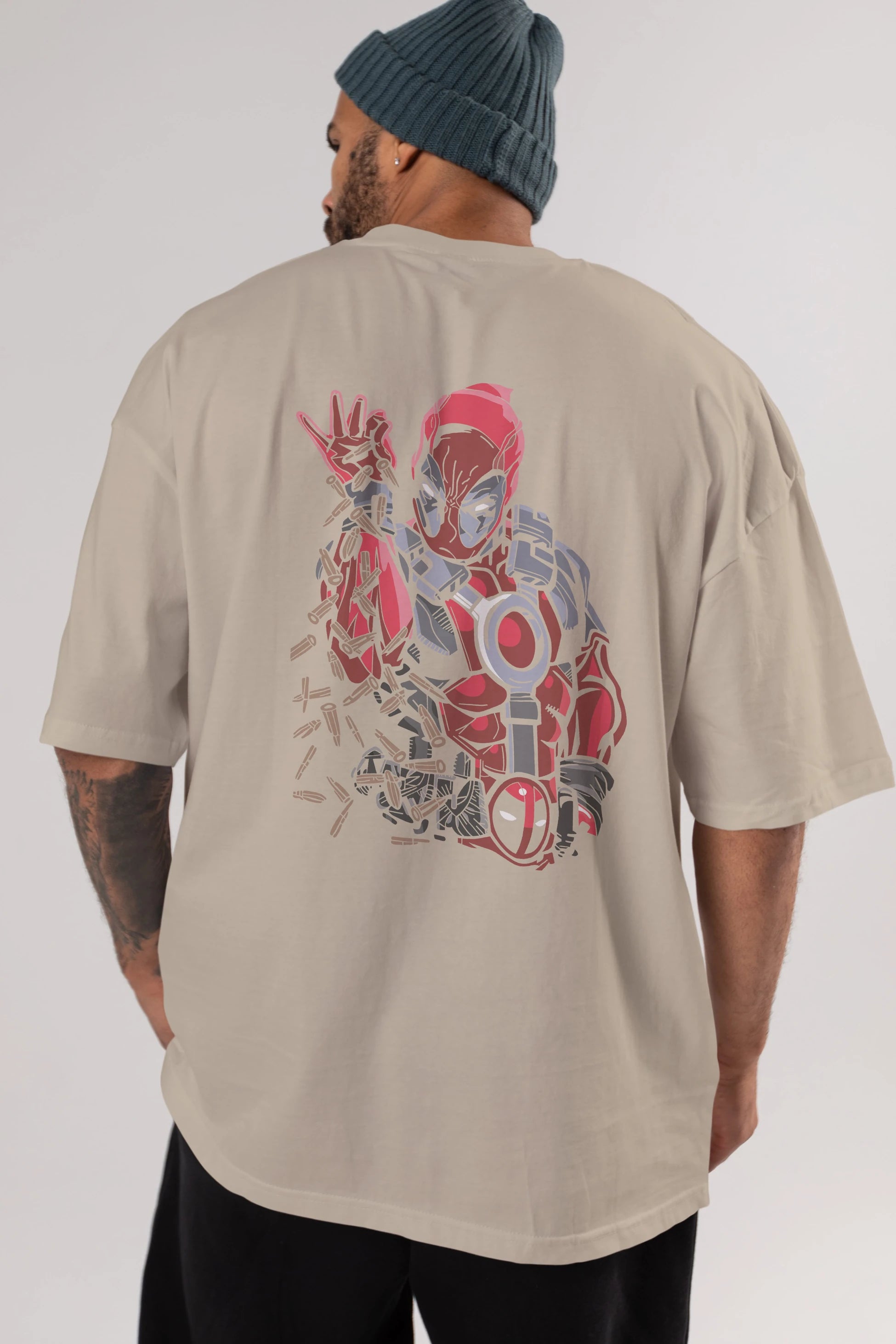 Deadpool (2) Arka Baskılı Oversize t-shirt Erkek Kadın Unisex %100 Pamuk Bisiklet Yaka tişort