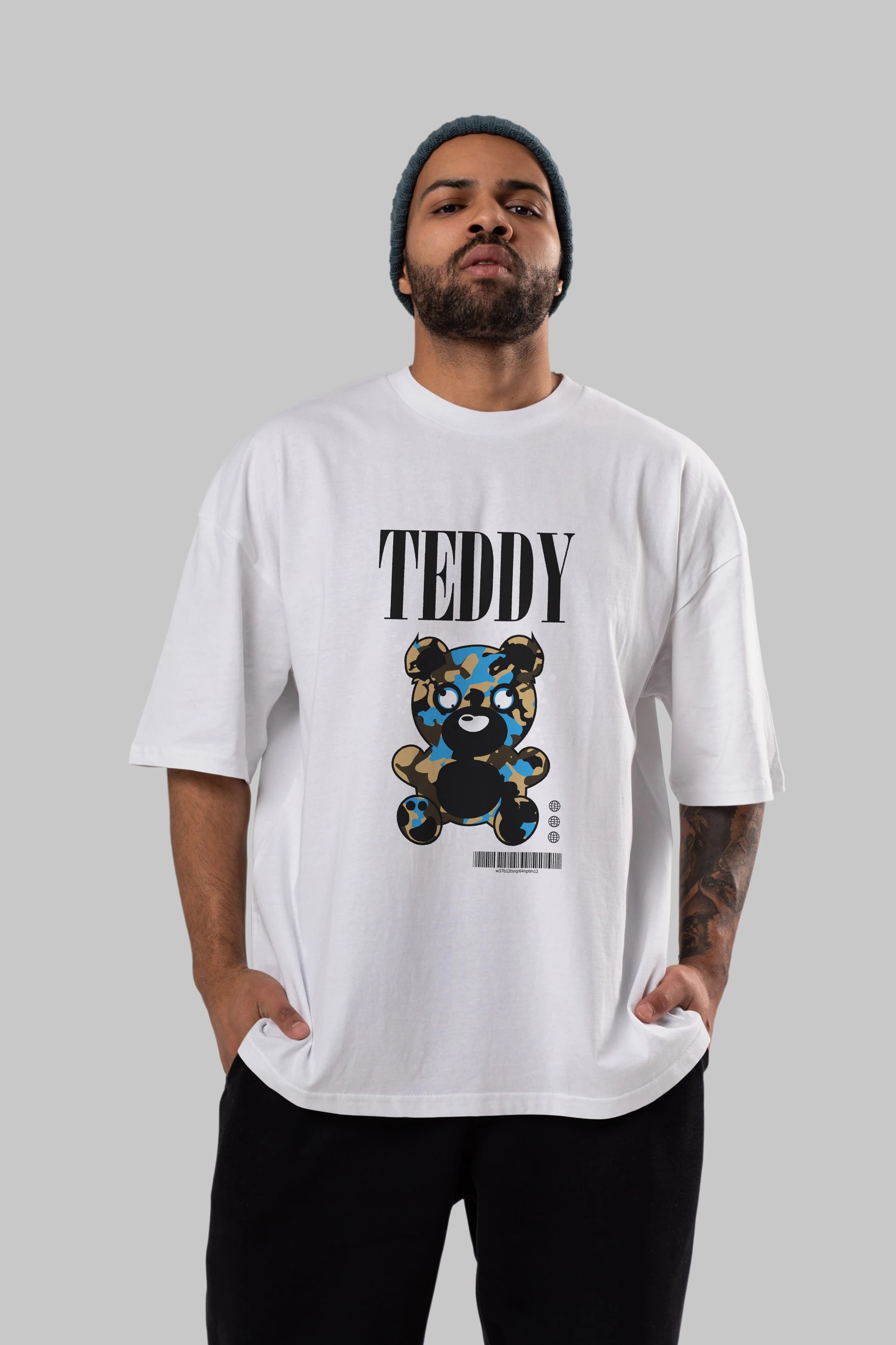 Teddy Bear Streetwear Ön Baskılı Oversize t-shirt Erkek Kadın Unisex
