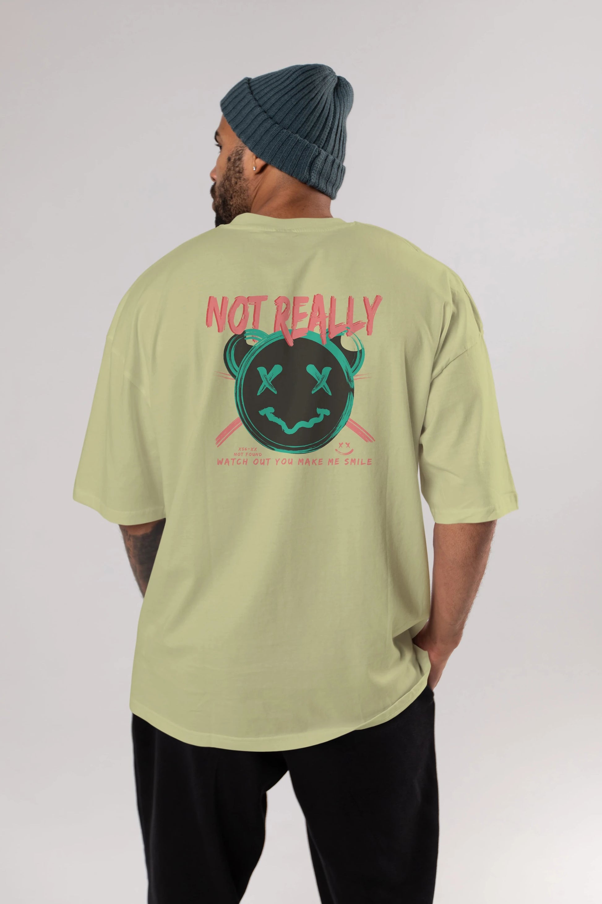 Not Really Bear Arka Baskılı Oversize t-shirt Erkek Kadın Unisex