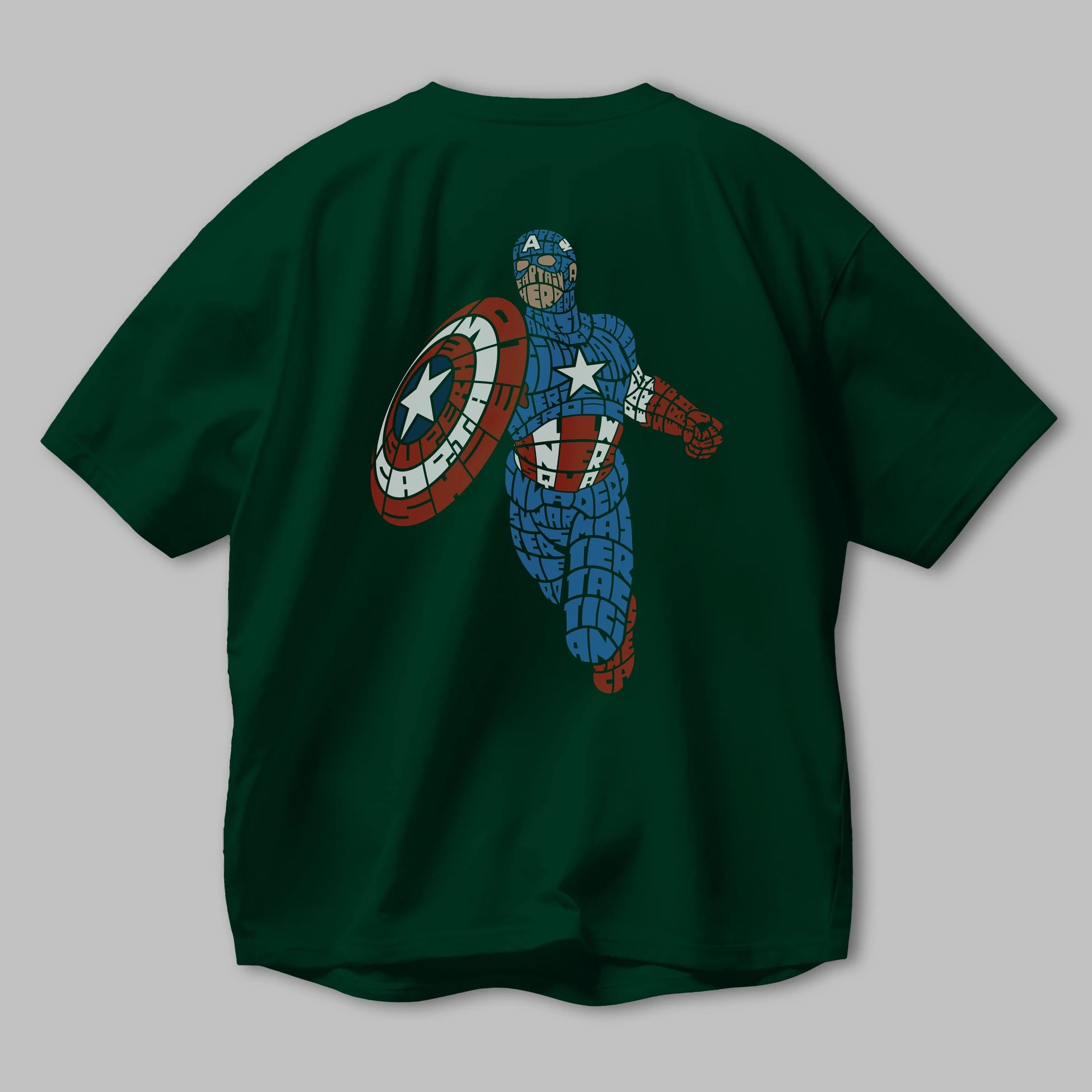 Star and Stripes Hero Arka Baskılı Oversize t-shirt %100 pamuk Erkek Kadın Unisex