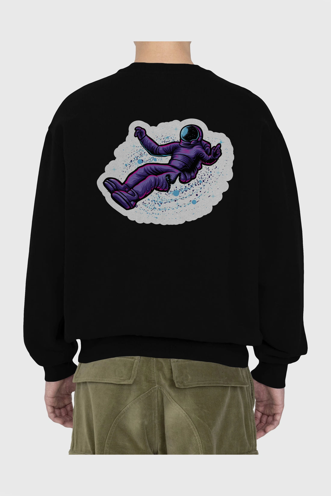Having fun in outer space sticker Arka Baskılı Oversize Sweatshirt Erkek Kadın Unisex