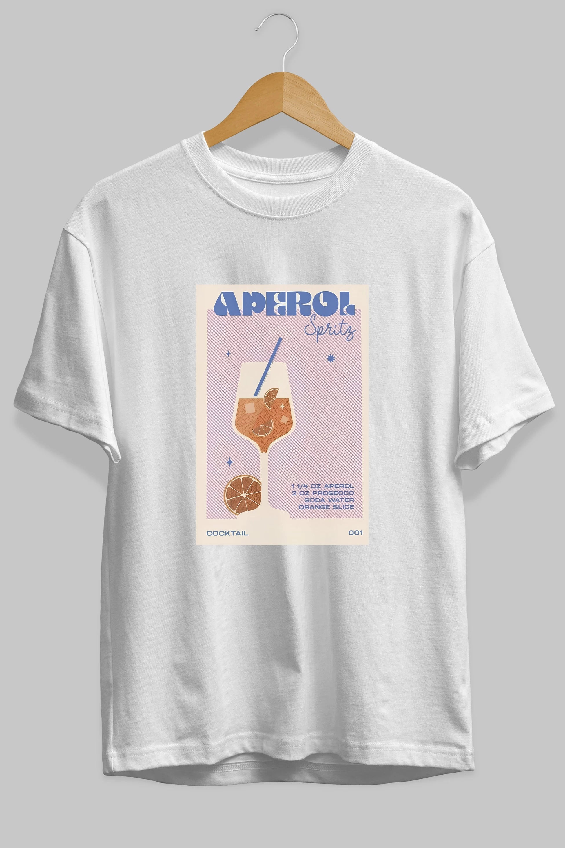 Aperol Spritz Ön Baskılı Oversize t-shirt Erkek Kadın Unisex %100 Pamuk Bisiklet Yaka tişort