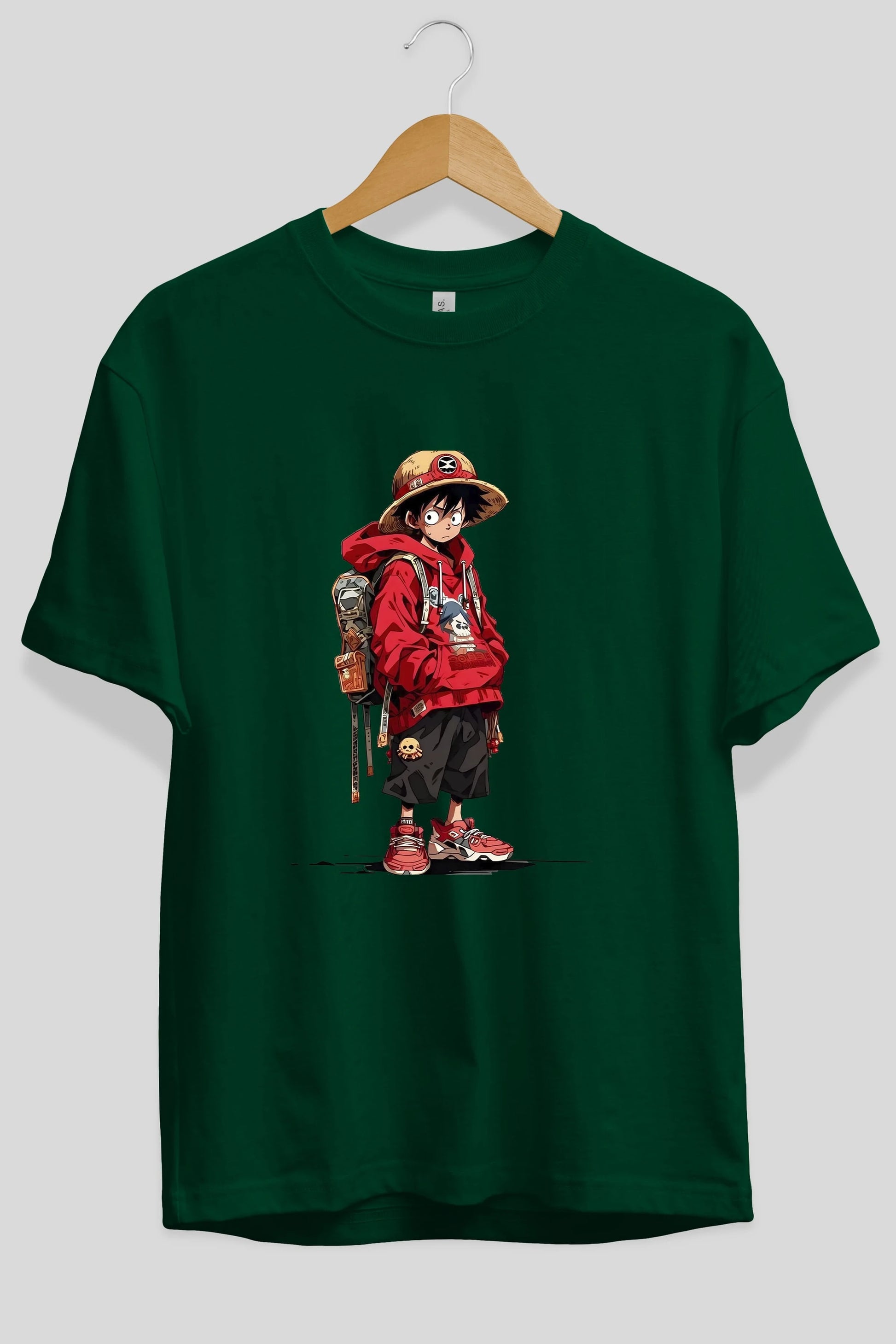 One Piece Ön Baskılı Oversize t-shirt Erkek Kadın Unisex %100 Pamuk Bisiklet Yaka tişort