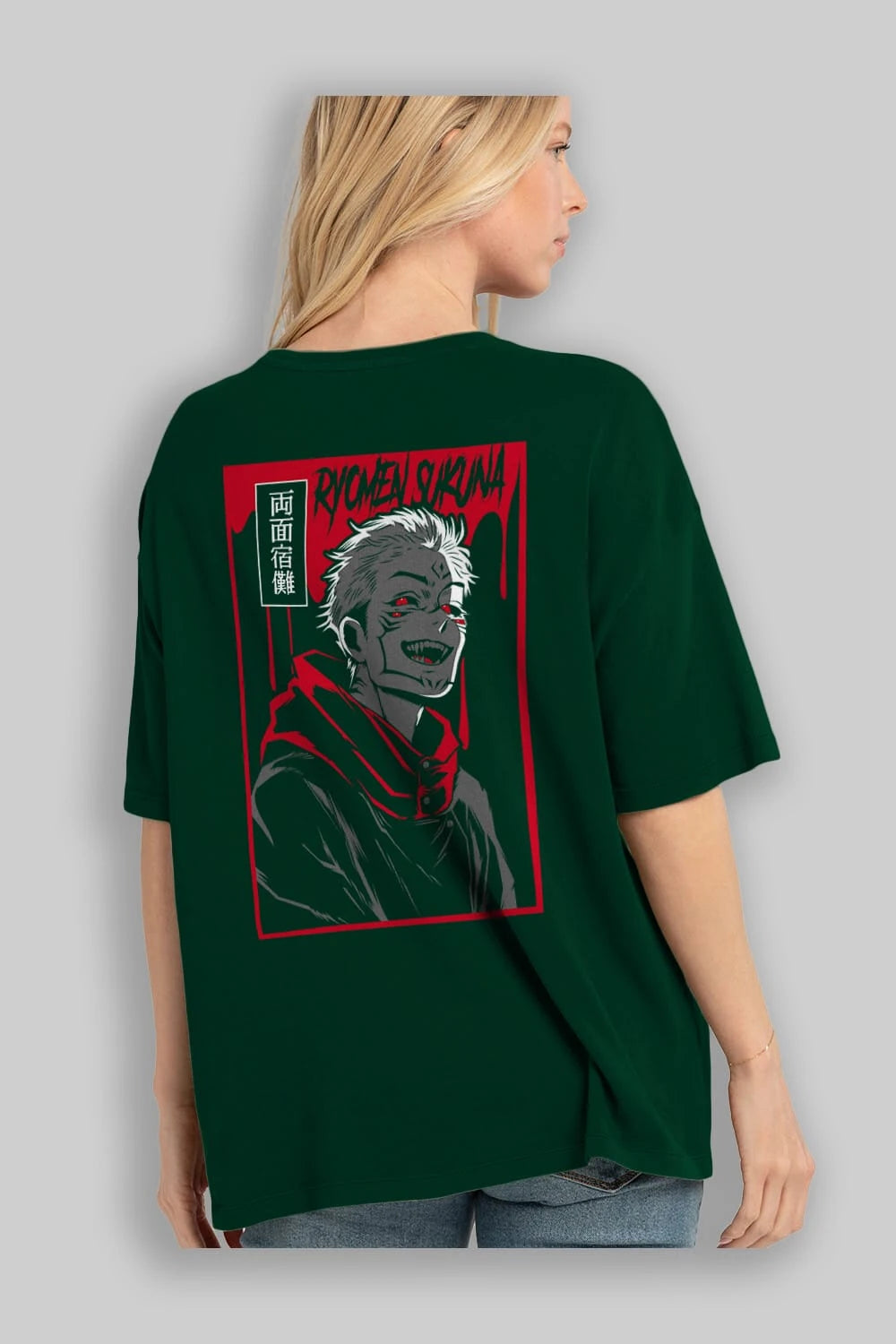 SUKUNA Anime Arka Baskılı Oversize t-shirt Erkek Kadın Unisex