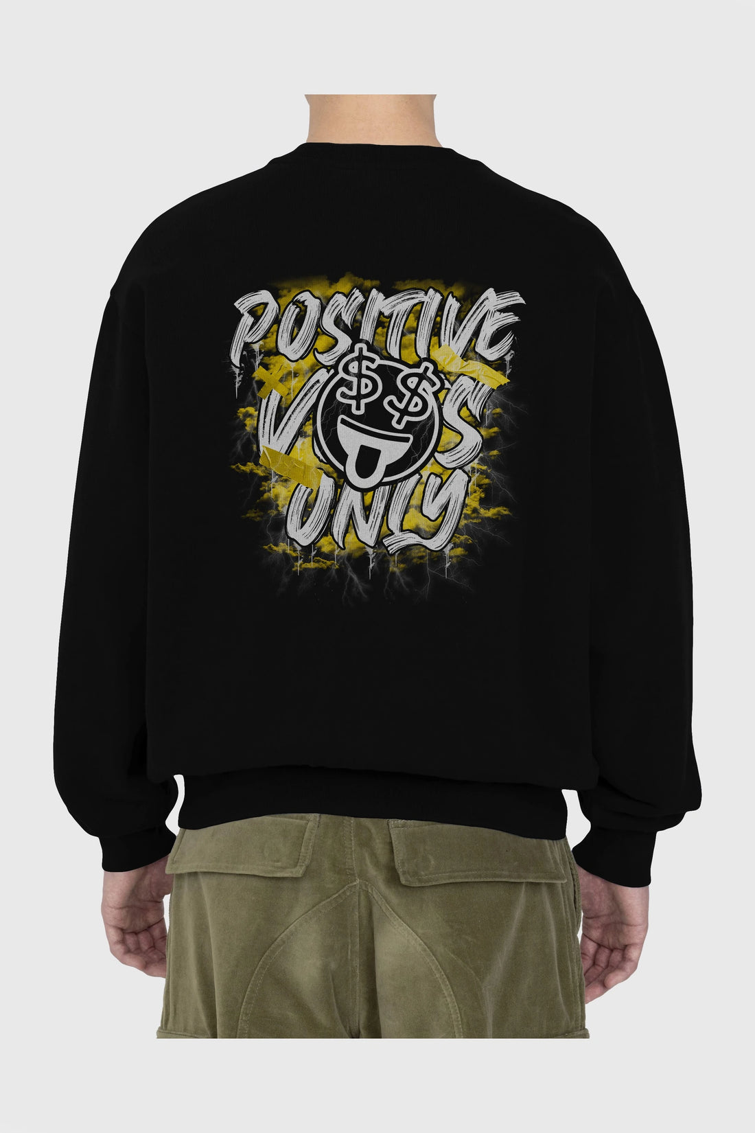 Positive Only Arka Baskılı Oversize Sweatshirt Erkek Kadın Unisex