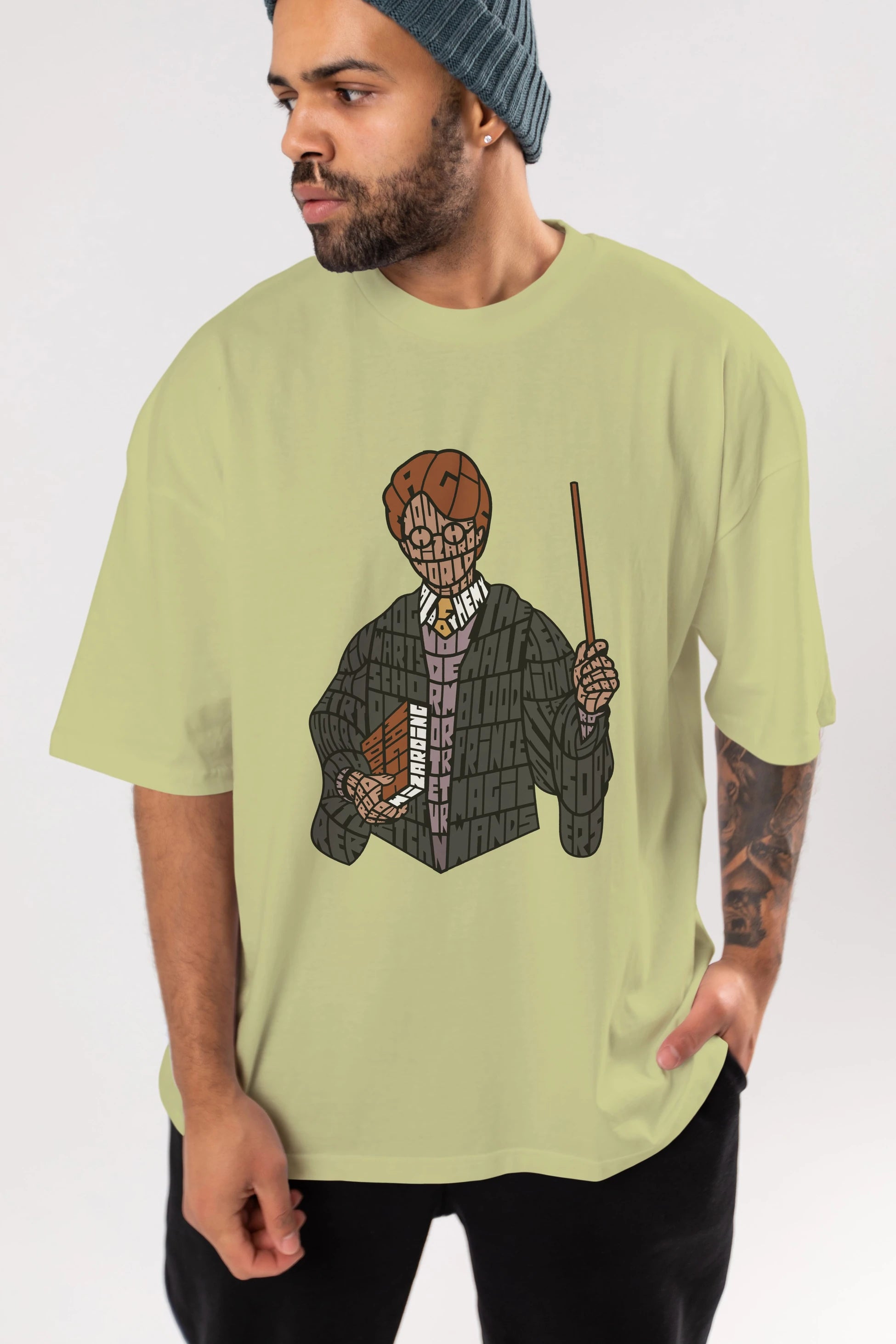 Harry Ön Baskılı Oversize t-shirt %100 pamuk Erkek Kadın Unisex