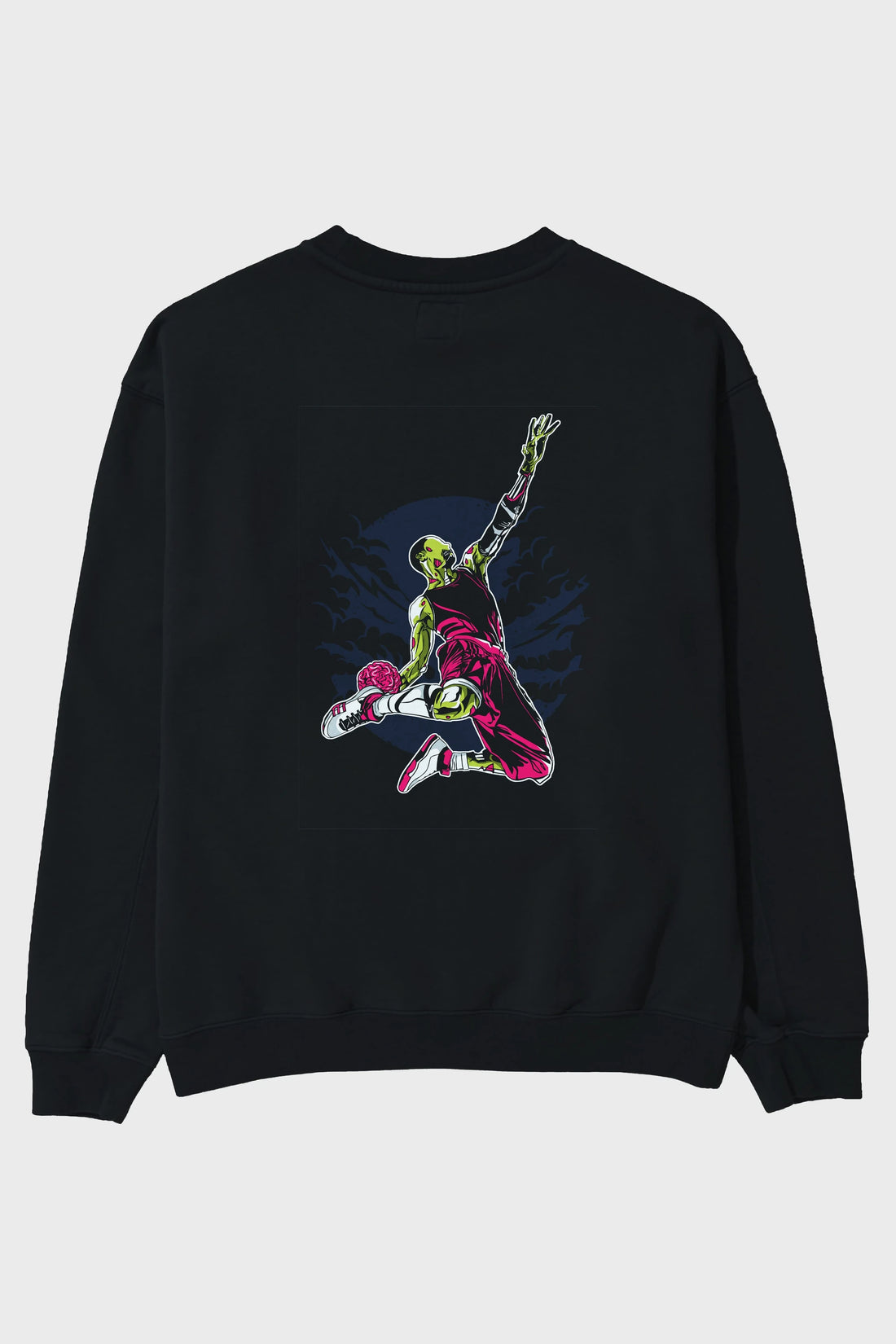 Zombie Slam Dunk Arka Baskılı Oversize Sweatshirt Erkek Kadın Unisex