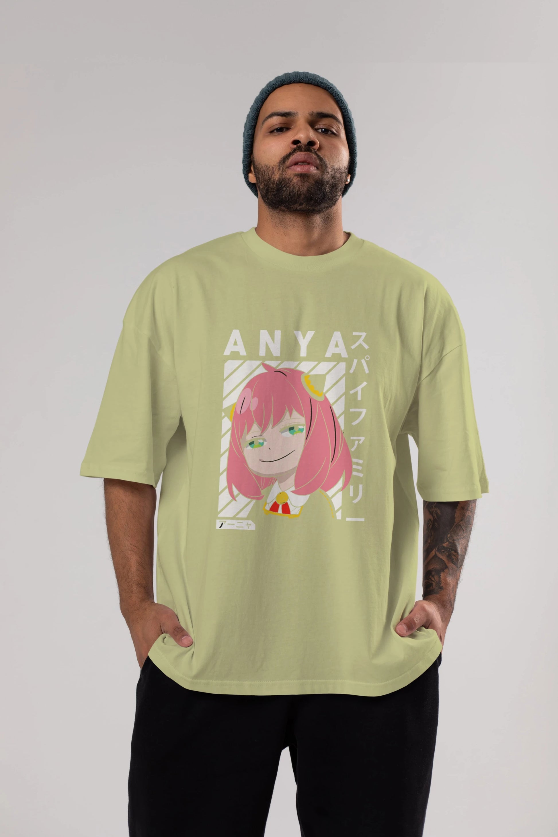 Anya SPYX FAMILY Anime Ön Baskılı Oversize t-shirt %100 pamuk Erkek Kadın Unisex