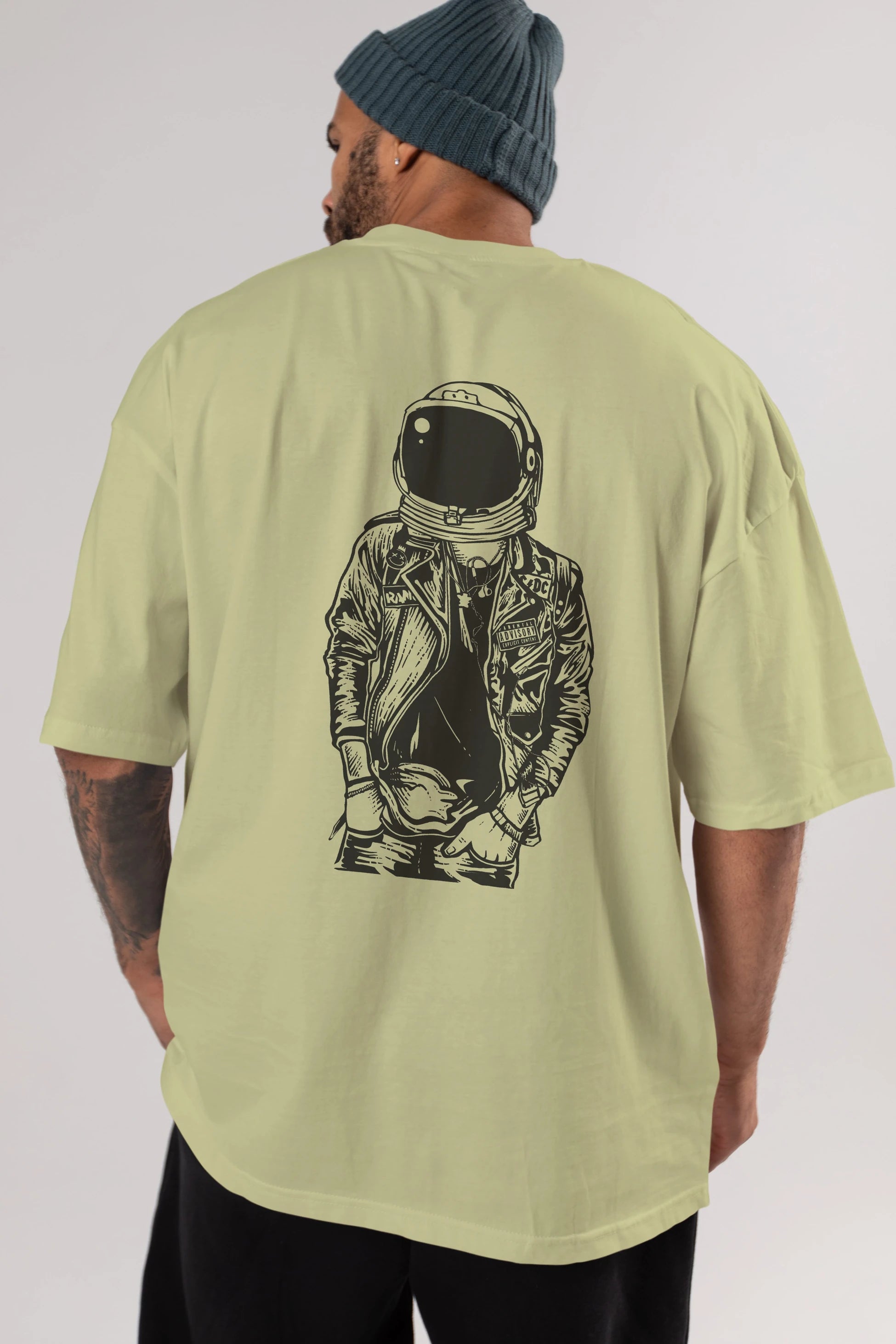 Astronaut Punkster Arka Baskılı Oversize t-shirt Erkek Kadın Unisex %100 Pamuk