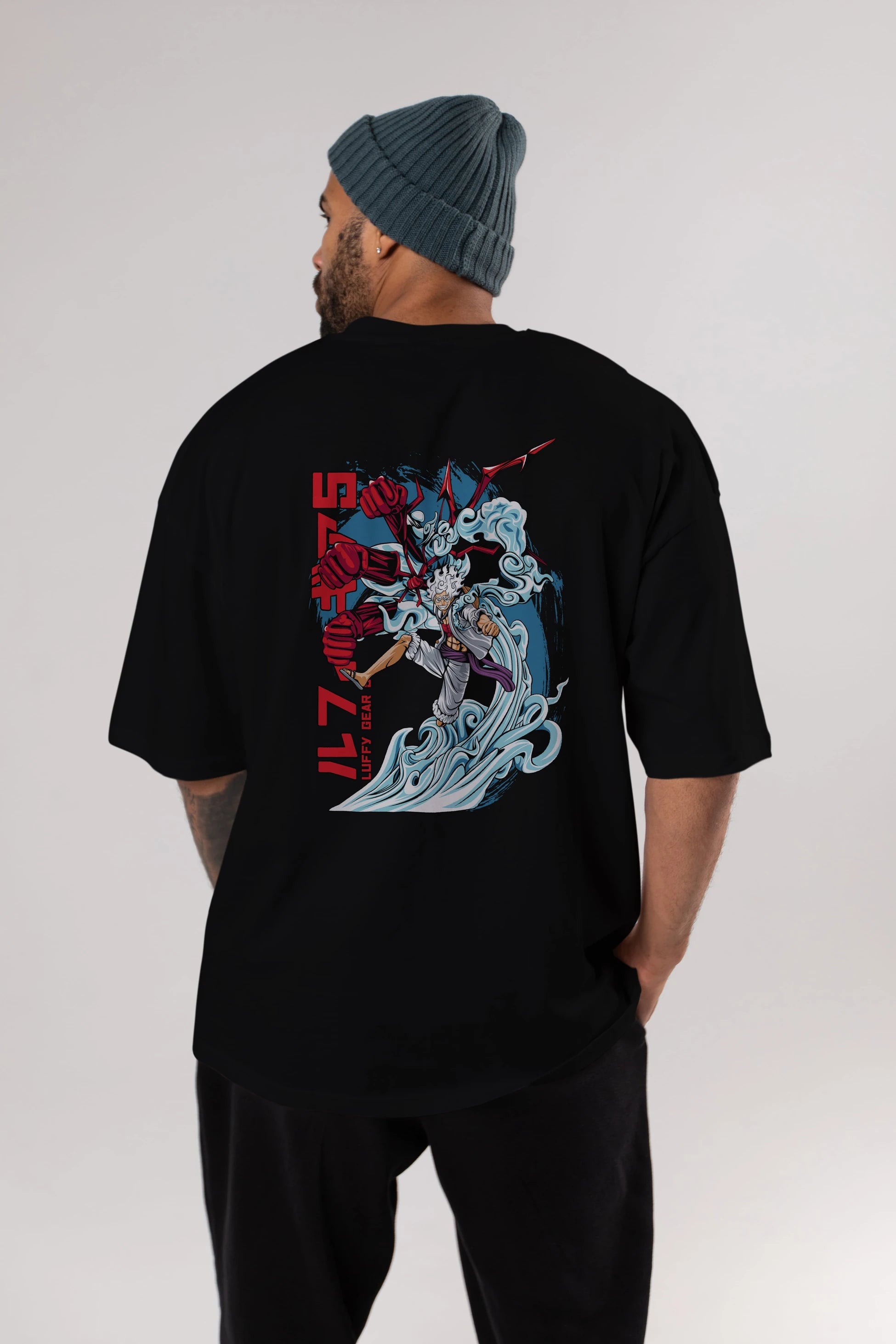 MONKEY D. LUFFY GEAR5 2 Anime Arka Baskılı Oversize t-shirt Erkek Kadın Unisex